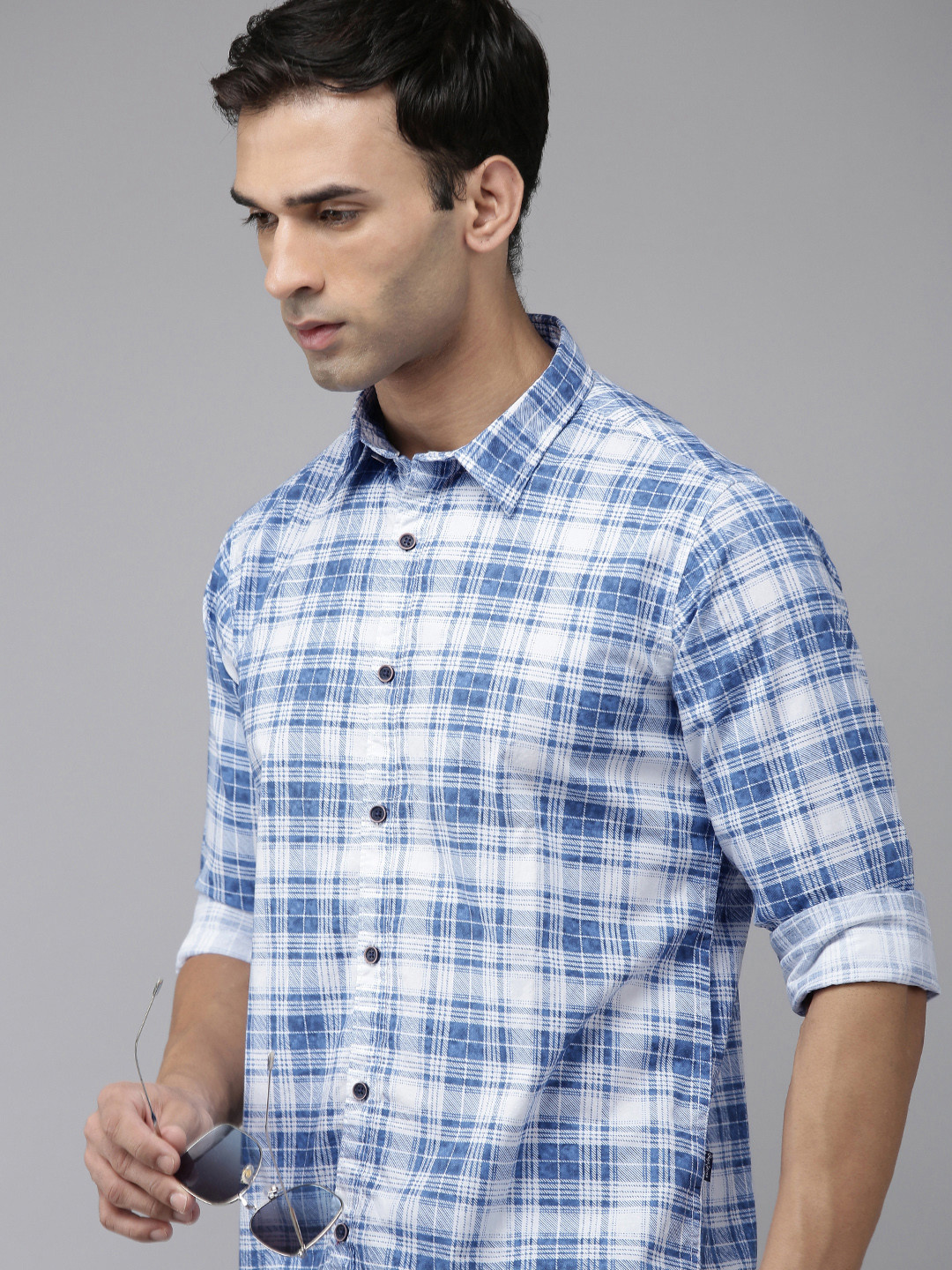 

Pepe Jeans Pure Cotton Opaque Checked Casual Shirt, Blue