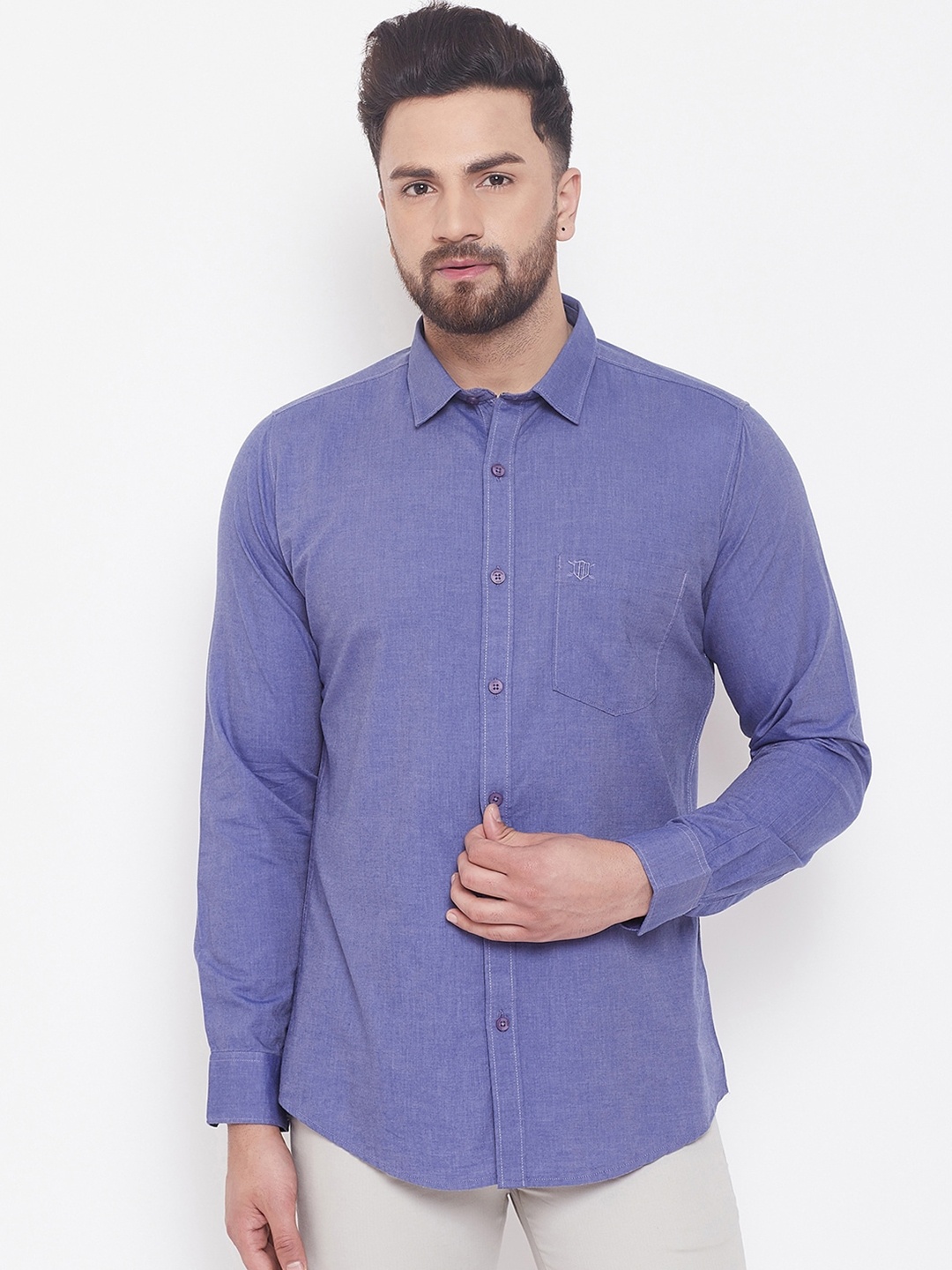 

Duke Men Blue Slim Fit Cotton Casual Shirt