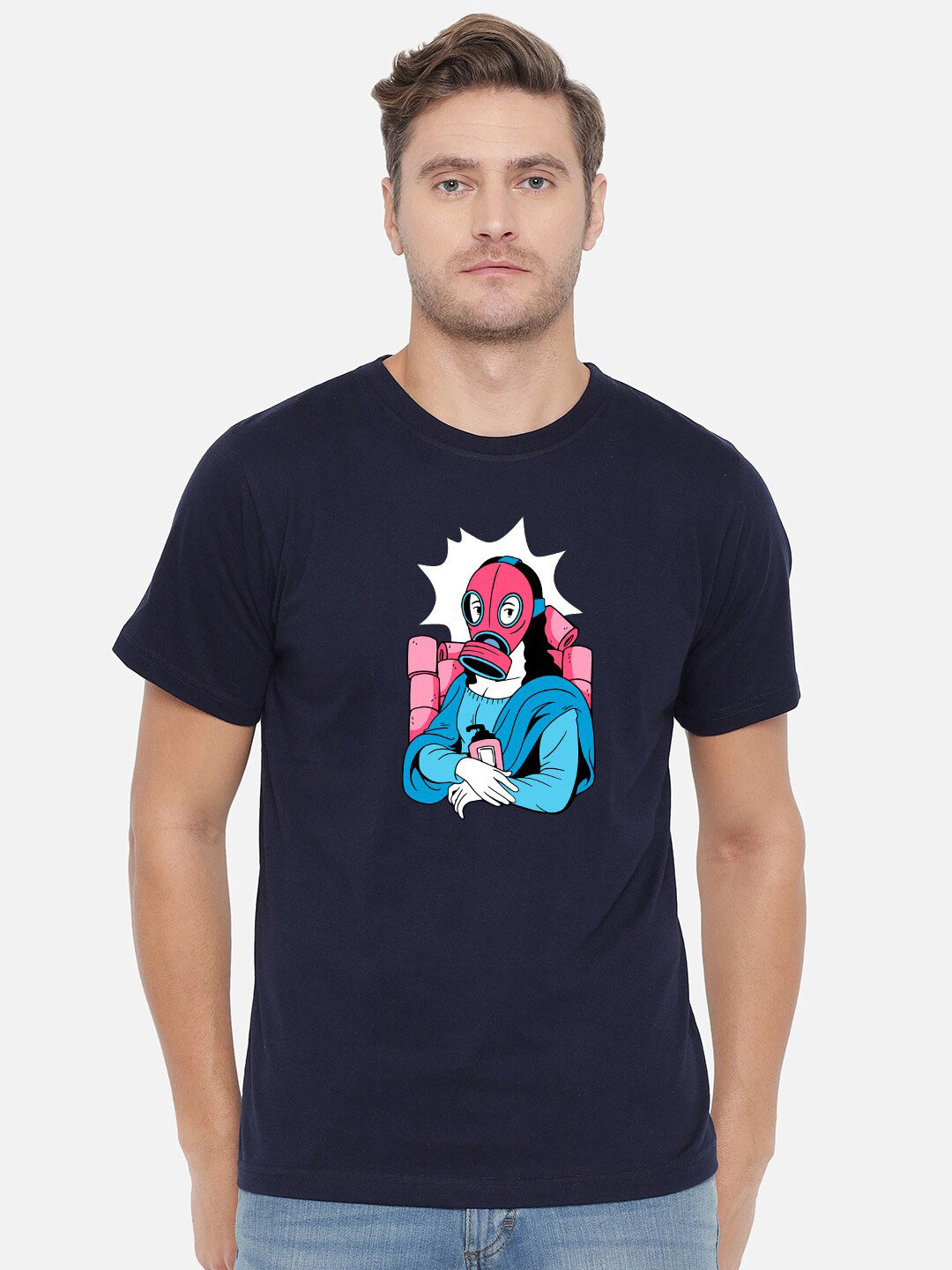 

FFLIRTYGO Men Blue Printed Cotton T-shirt