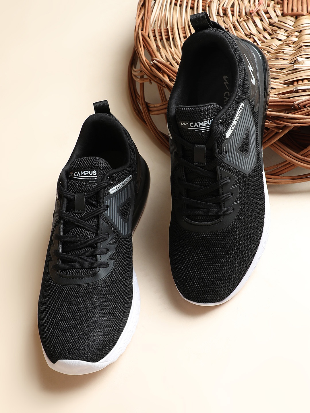 

Campus Men Black Mesh Running Shoes