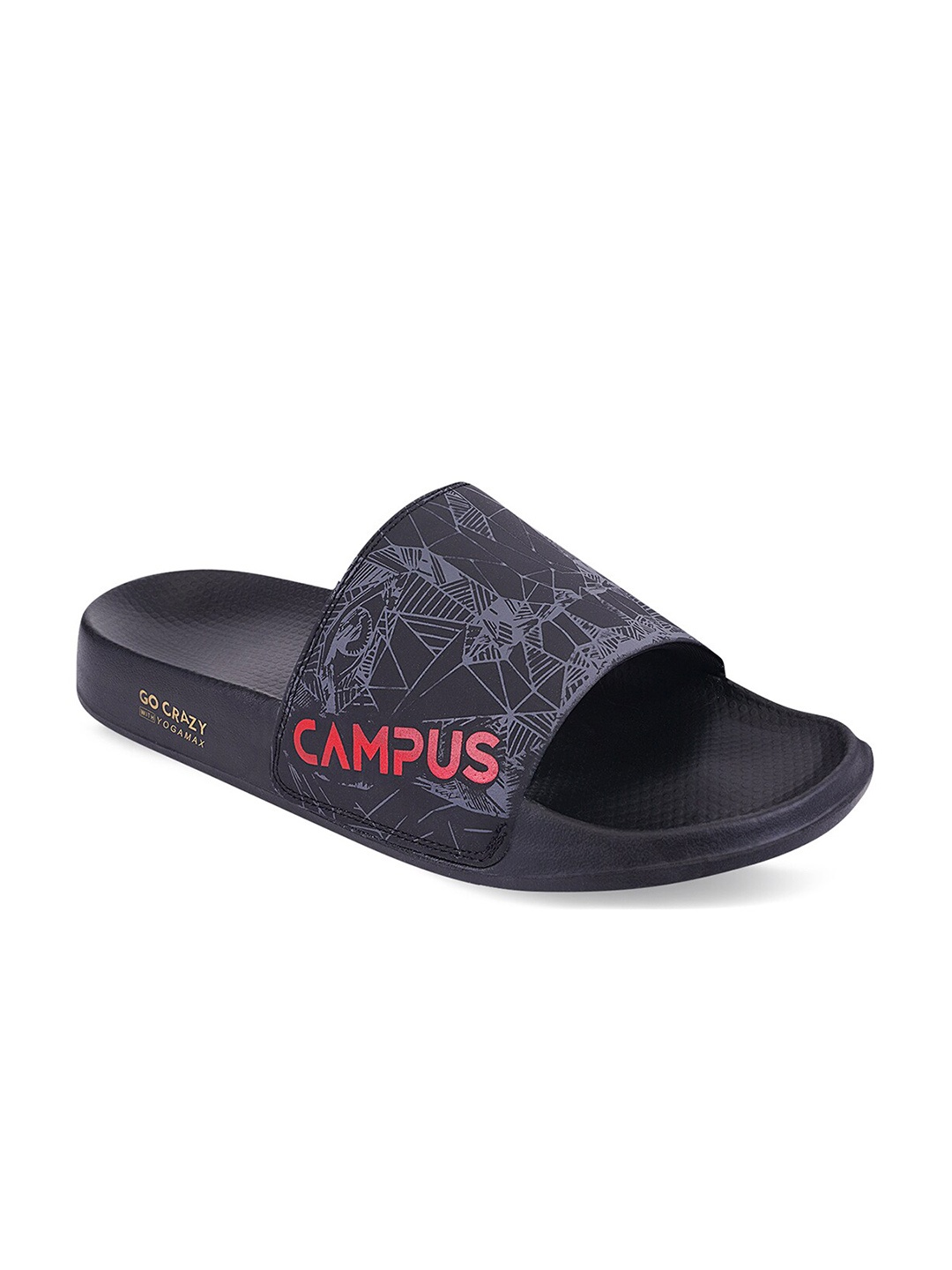 

Campus Men Black & Red Printed Sliders