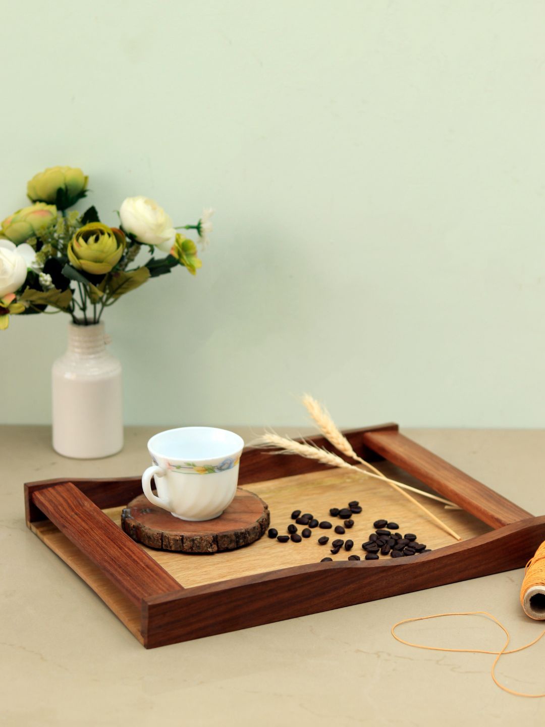 

Unravel India Brown Solid Wooden Serving Tray