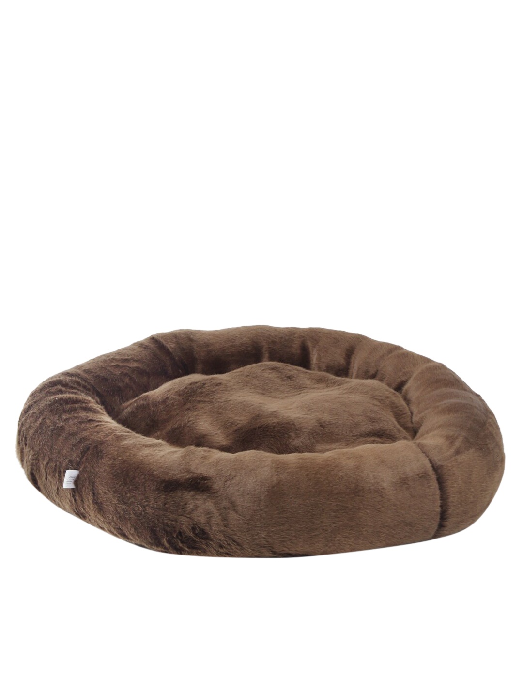 

WIGGLE TWIDDLE Brown Solid Round Fur Pet Bed