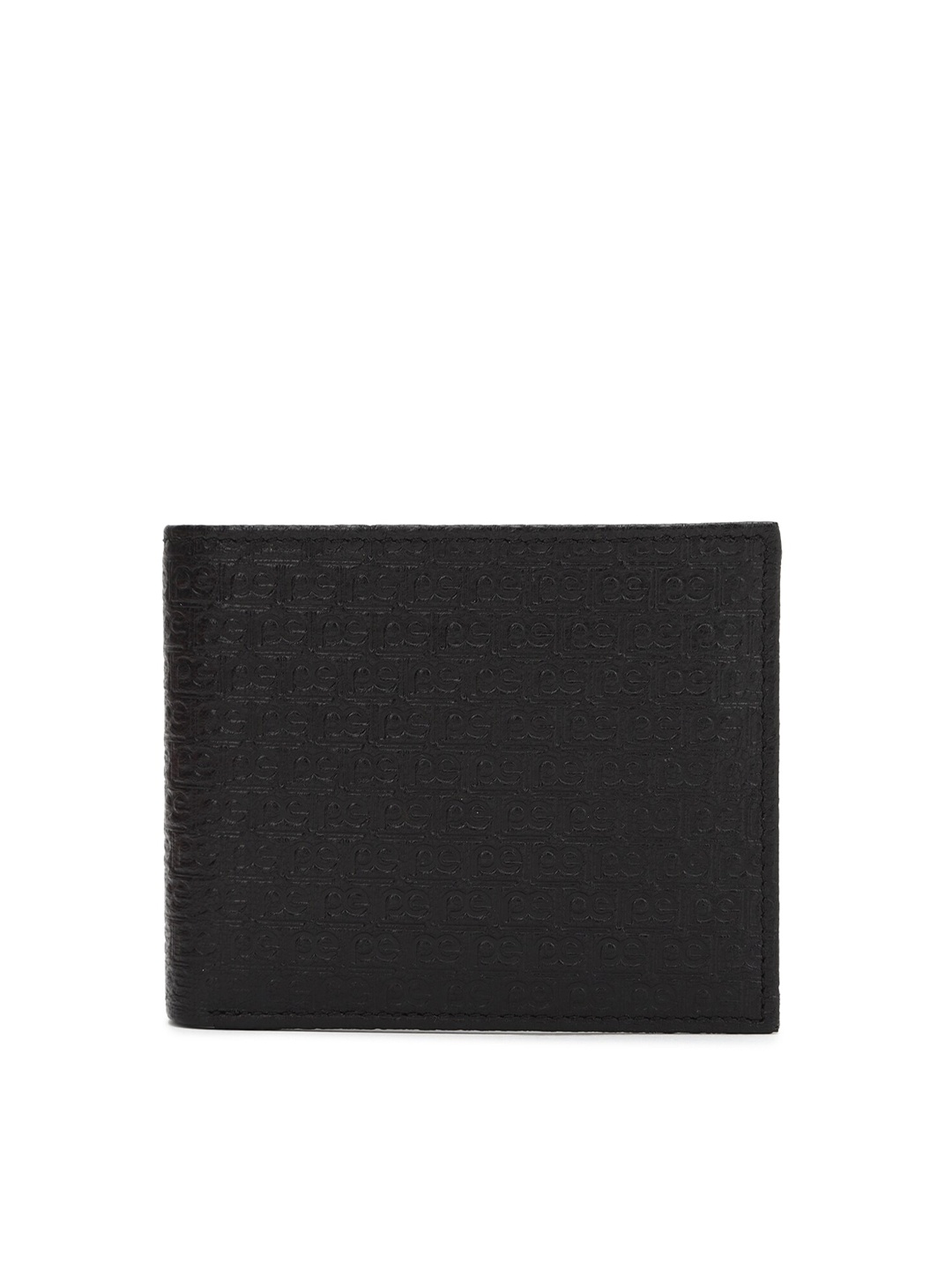 

Peter England Men Black Textured Leather Two Fold Wallet