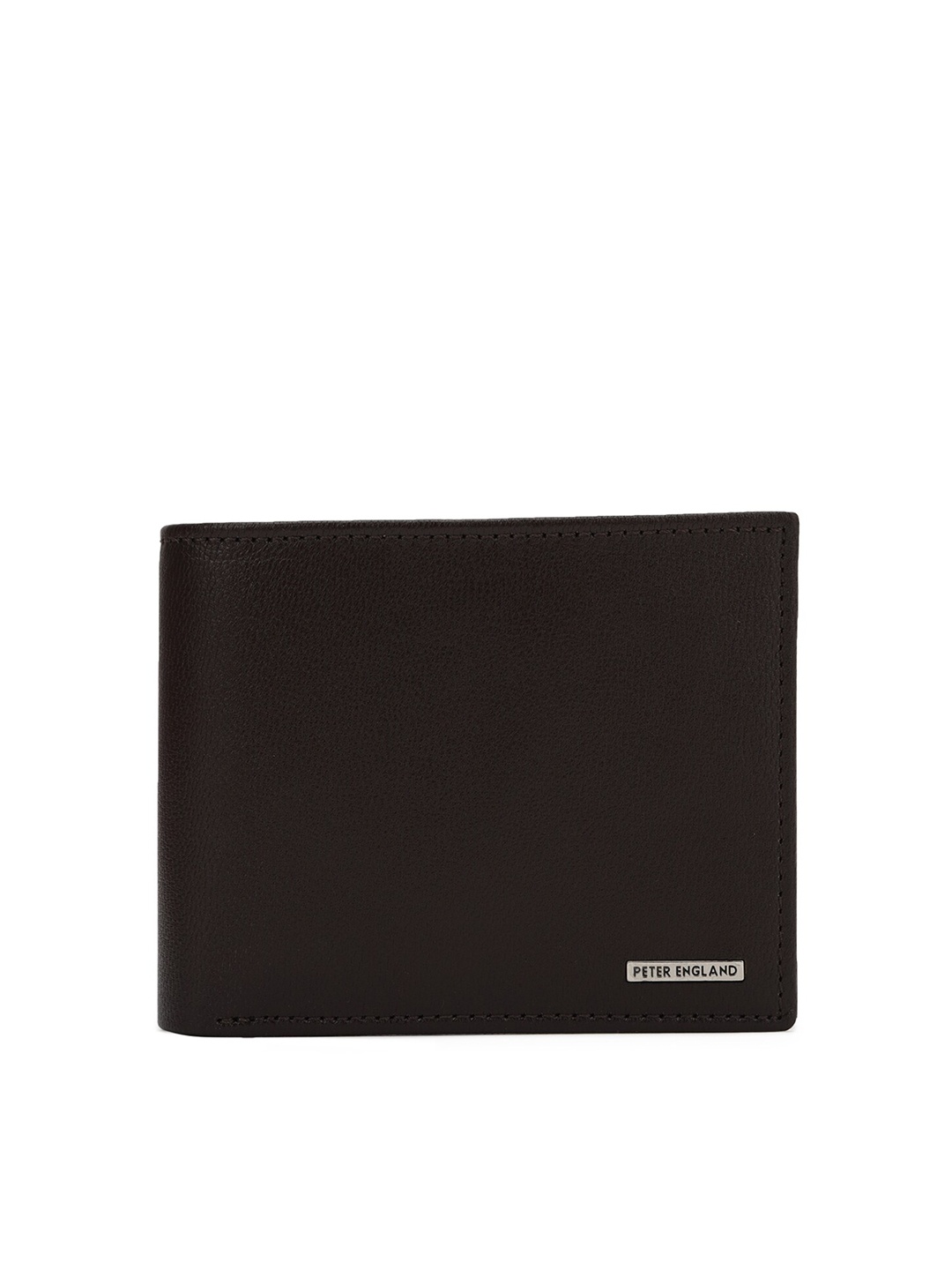 

Peter England Men Black Solid Leather Two Fold Wallet