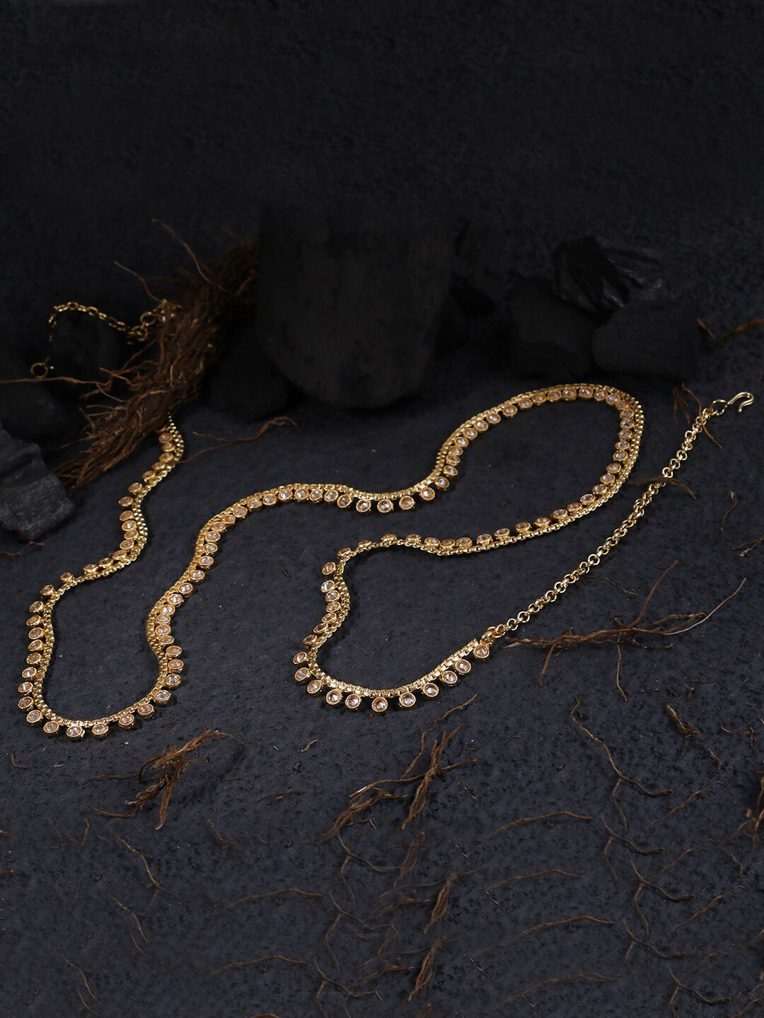 

Adwitiya Collection Gold-Plated Stone Studded Kamarbandh