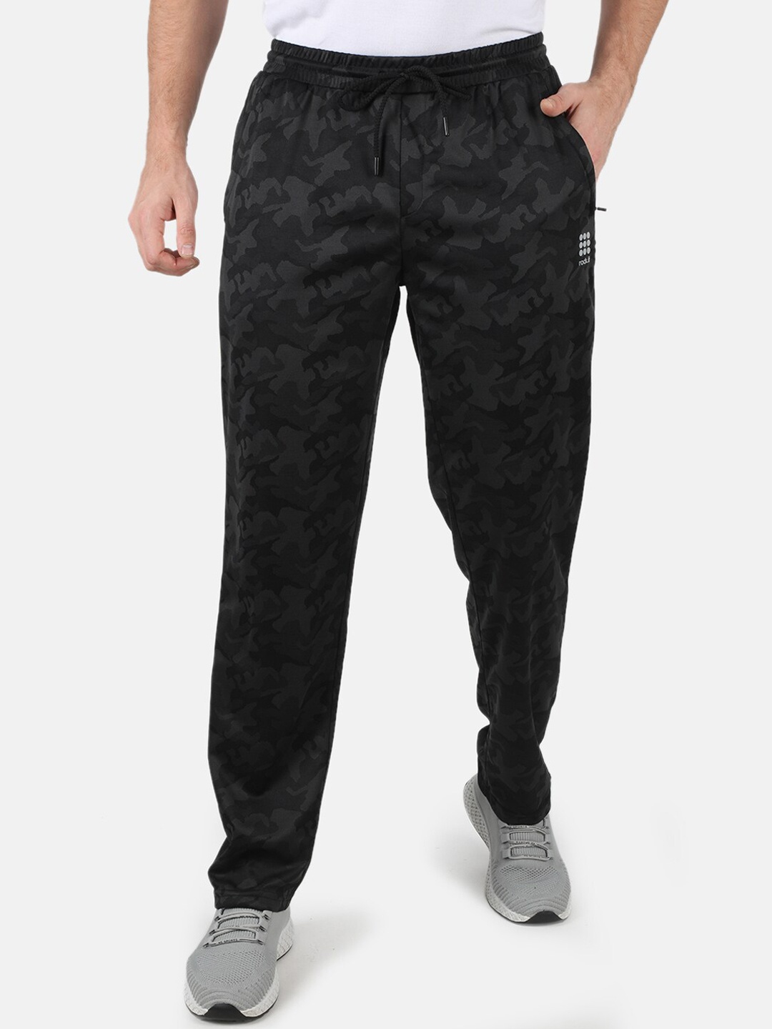 

rock.it Men Black & Grey Regular Fit Camouflage Printed Track Pants