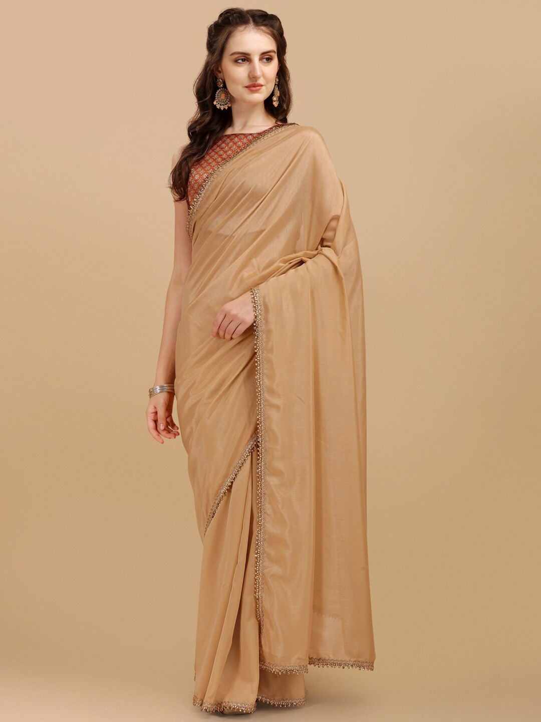 

Sangria Beige & Rust Woven Design Silk Blend Saree
