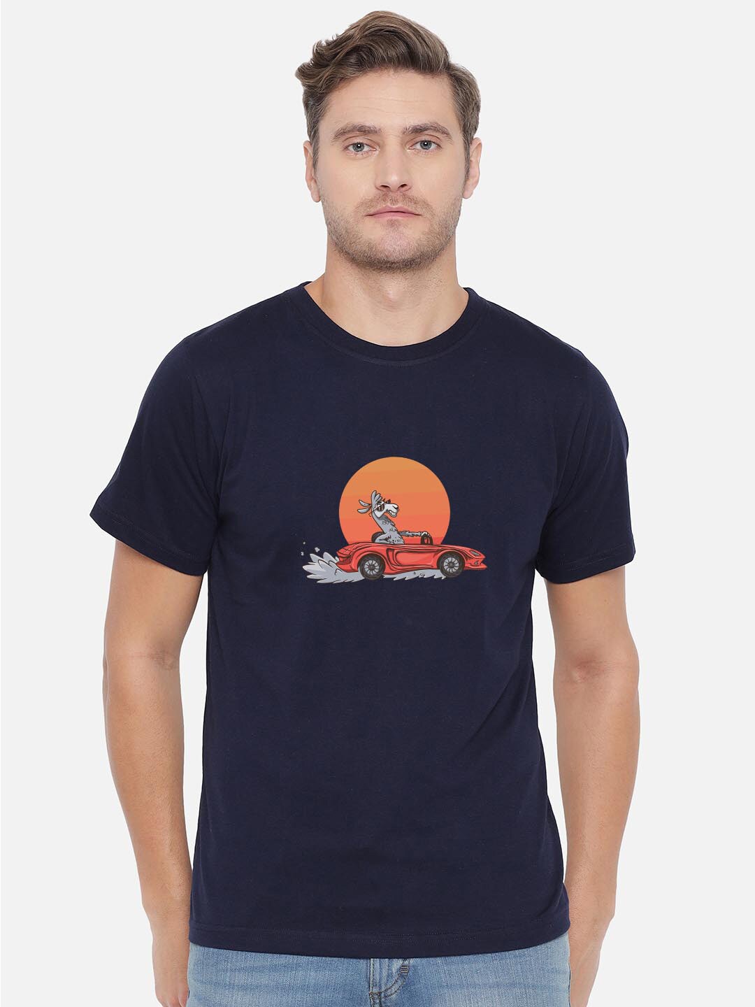 

FFLIRTYGO Men Blue Graphic Printed Regular T-shirt