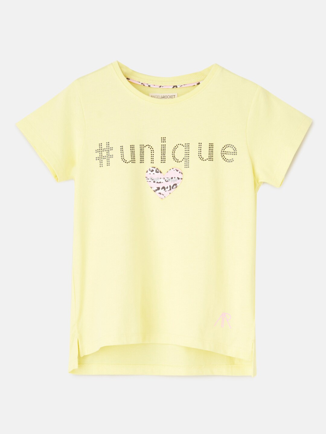

Angel & Rocket Girls Yellow Typography Embellished T-shirt