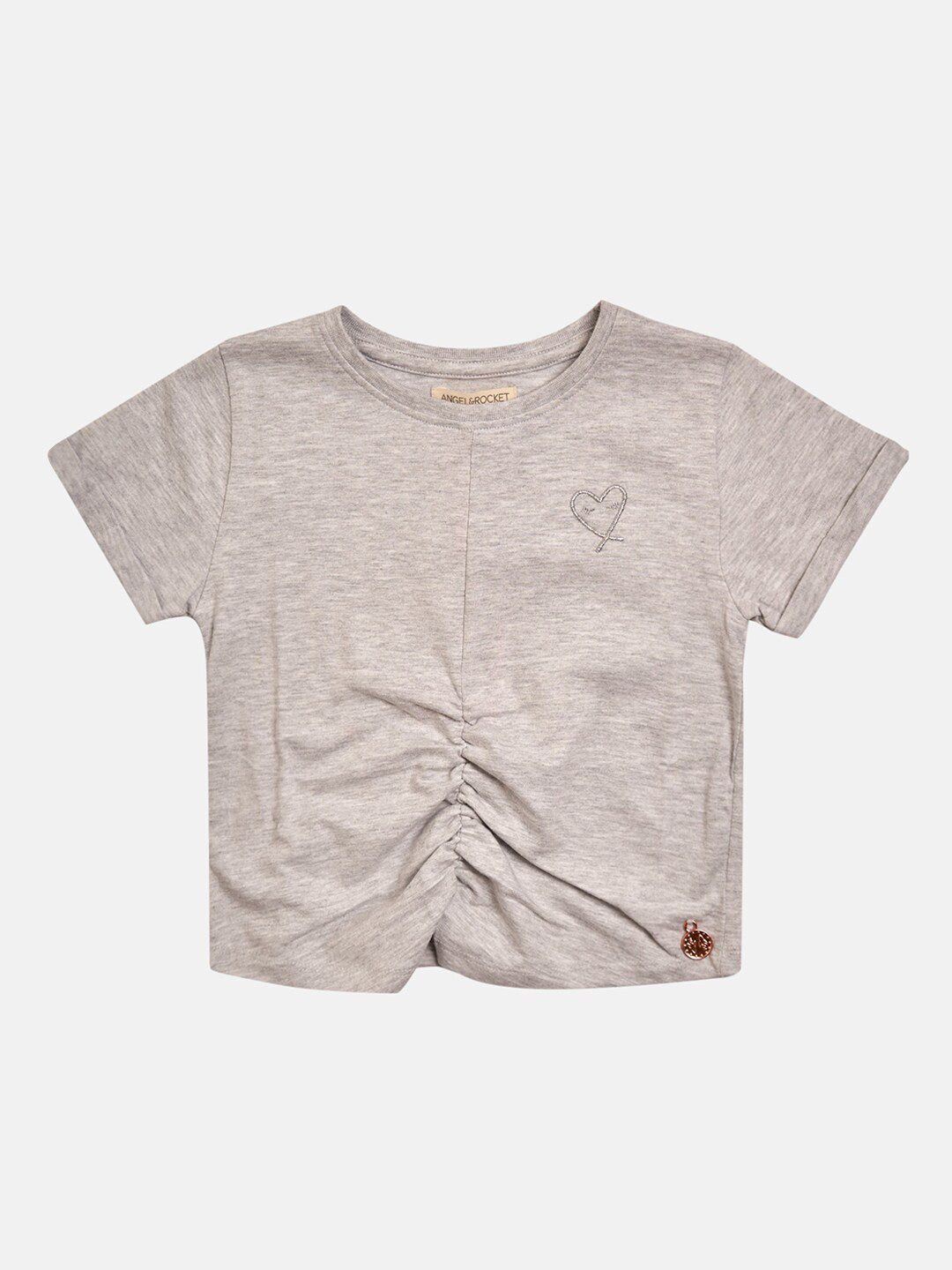 

Angel & Rocket Girls Grey Cotton T-shirt