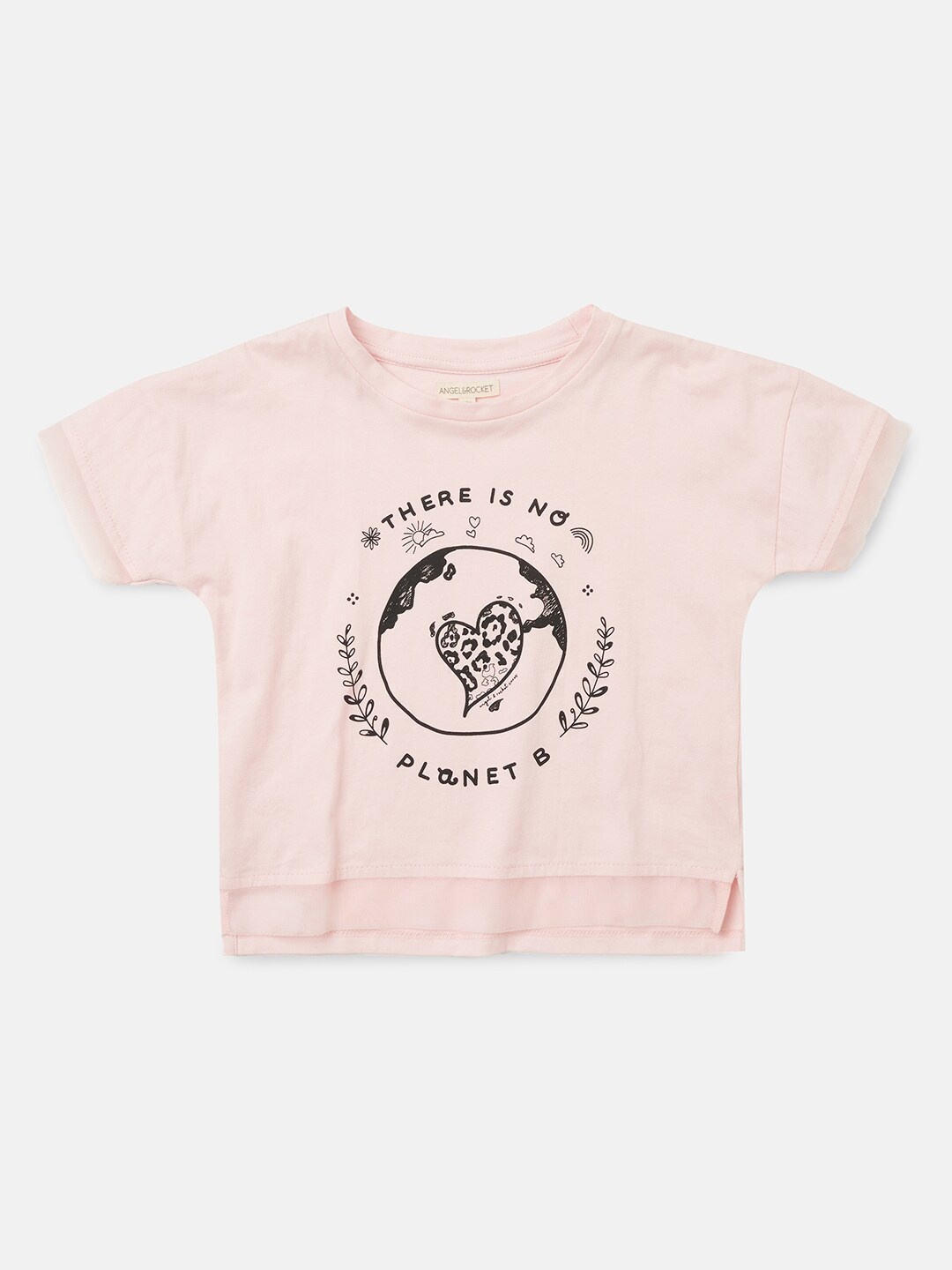 

Angel & Rocket Girls Pink Typography Printed T-shirt