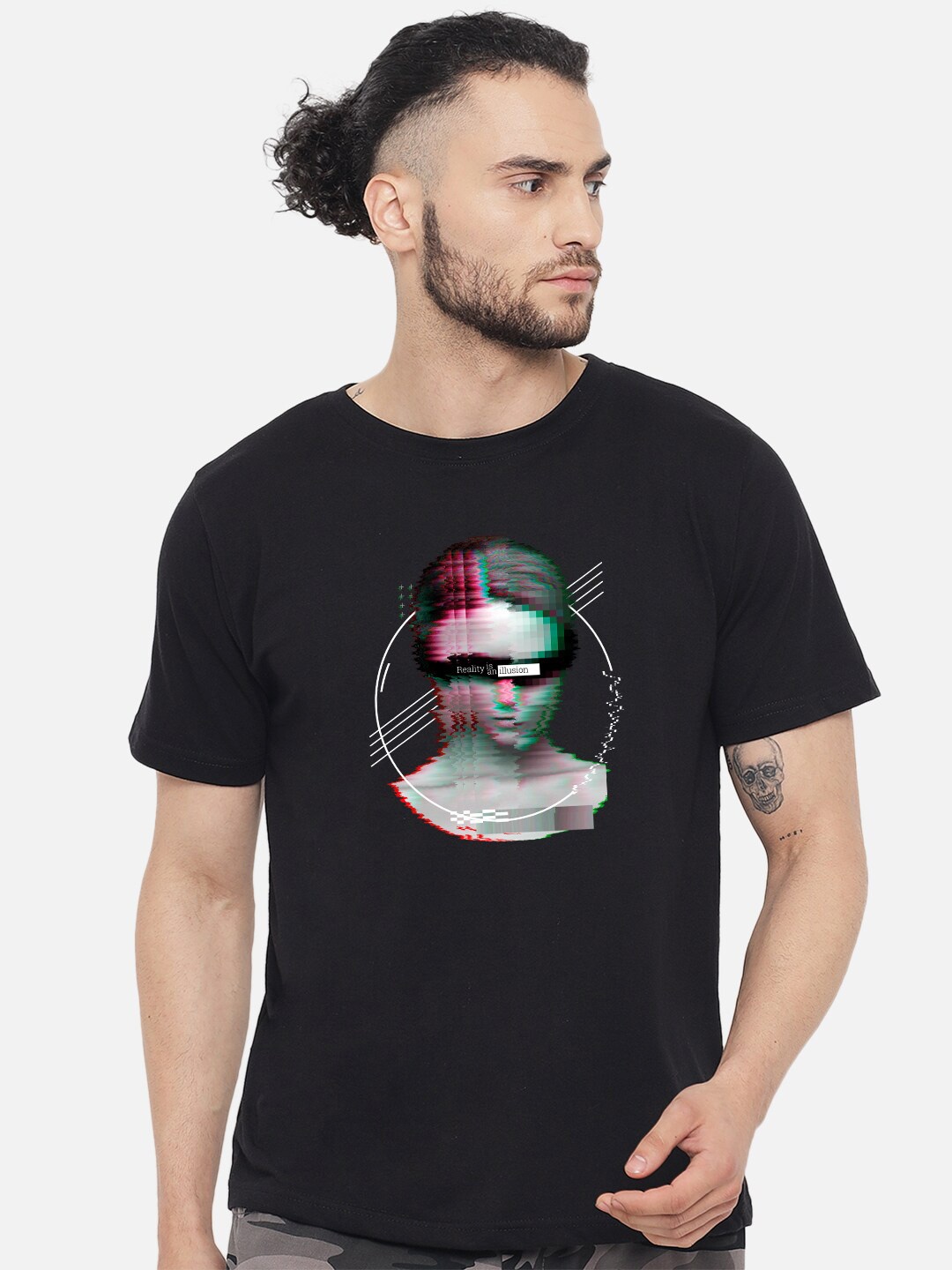 

FFLIRTYGO Men Black Printed T-shirt