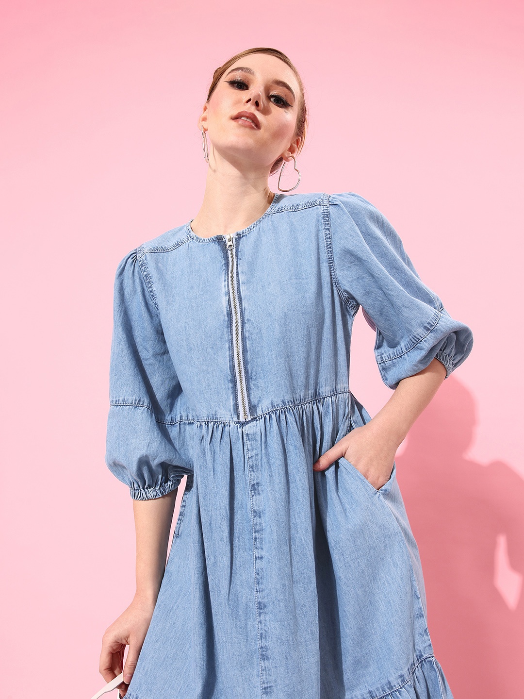 

The Roadster Lifestyle Co. A-Line Pure Cotton Midi Dress, Blue