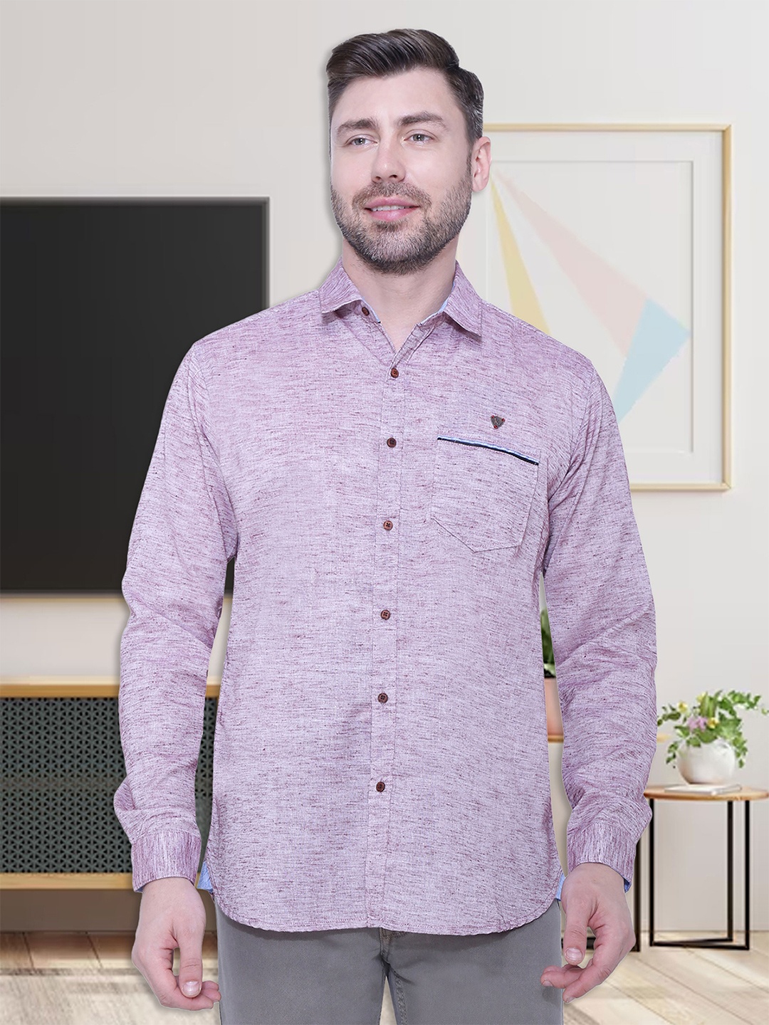 

Kuons Avenue Men Purple & Pink Smart Slim Fit Casual Shirt