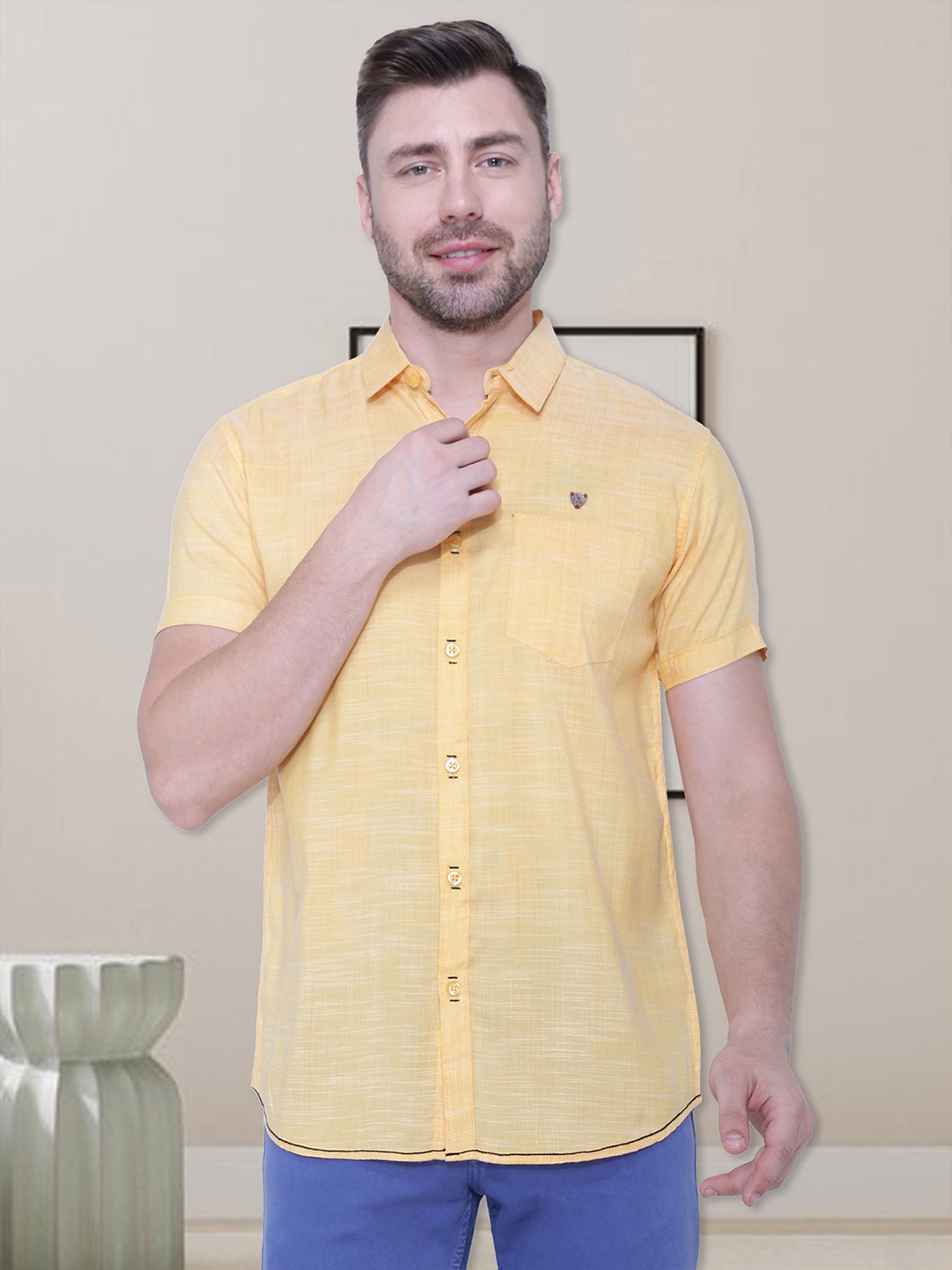 

Kuons Avenue Men Orange Smart Slim Fit Casual Shirt