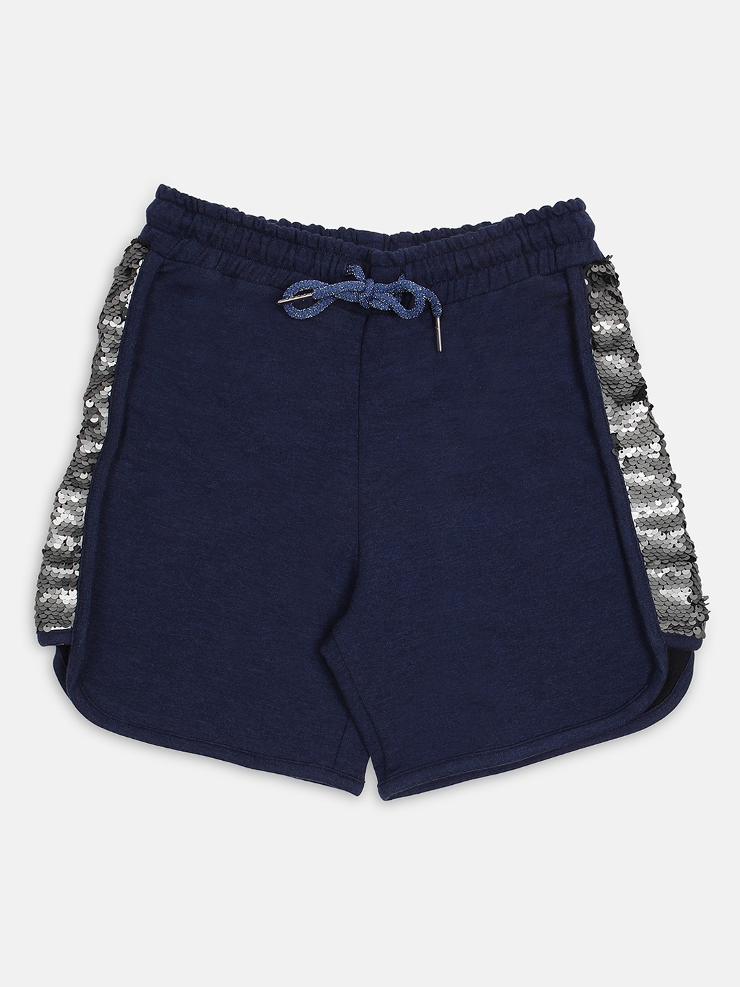 

Ziama Girls Blue Embellished Cotton Shorts