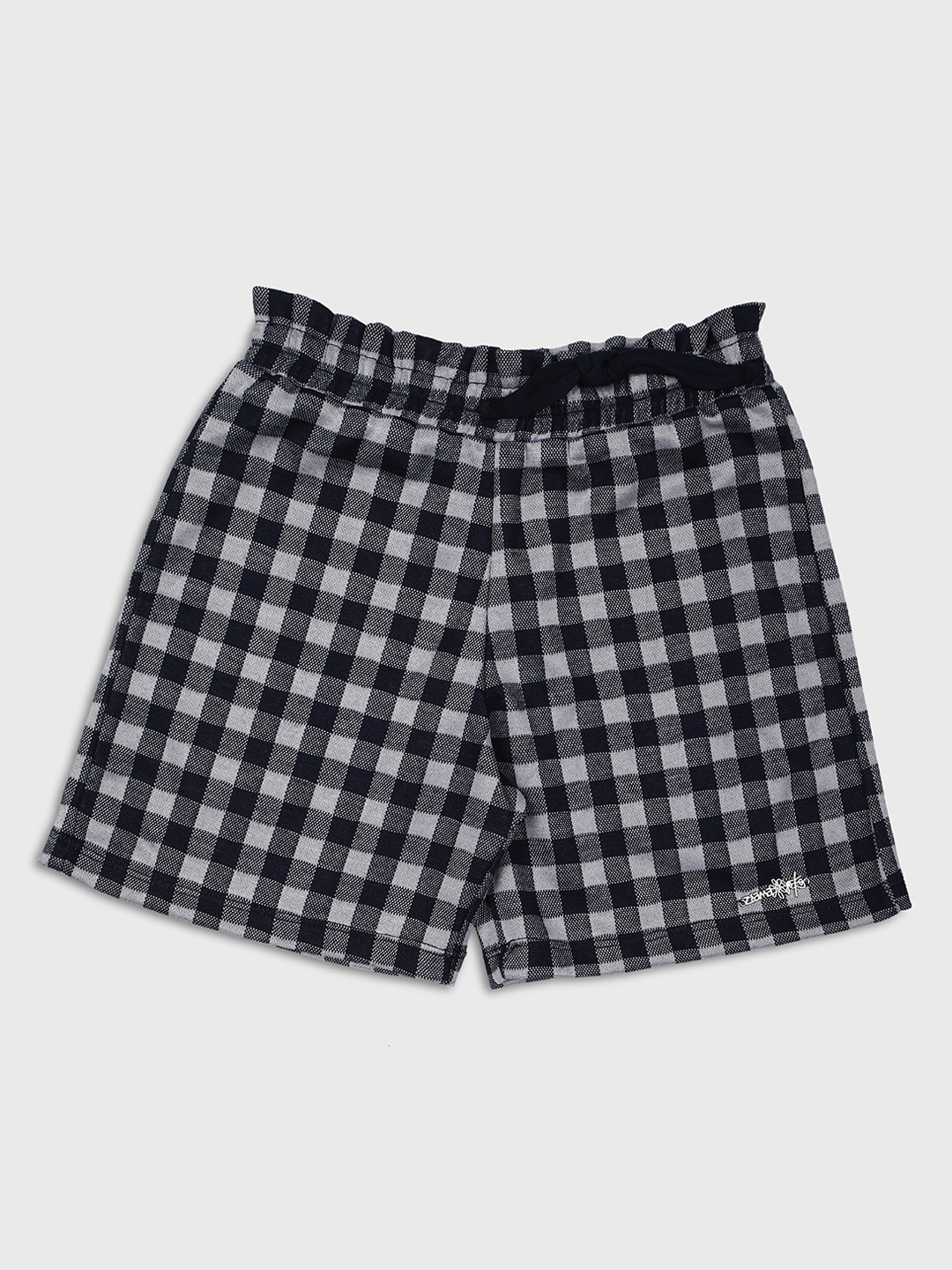

Ziama Girls White Checked Cotton Shorts