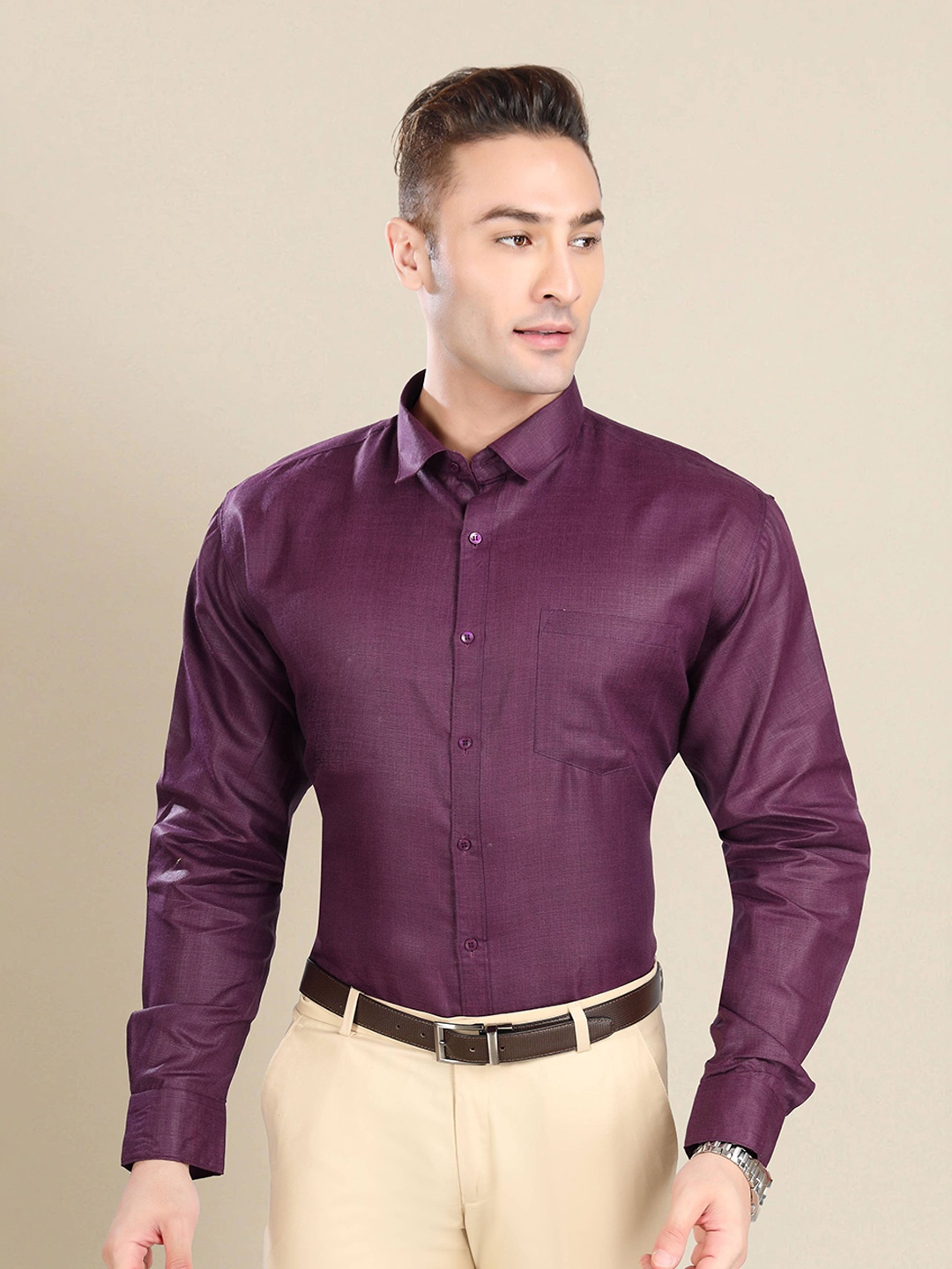 

RG DESIGNERS Men Magenta Slim Fit Formal Shirt