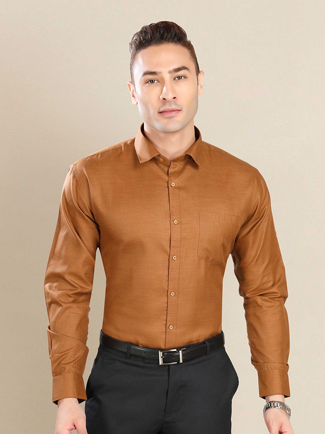 

RG DESIGNERS Men Brown Slim Fit Formal Shirt