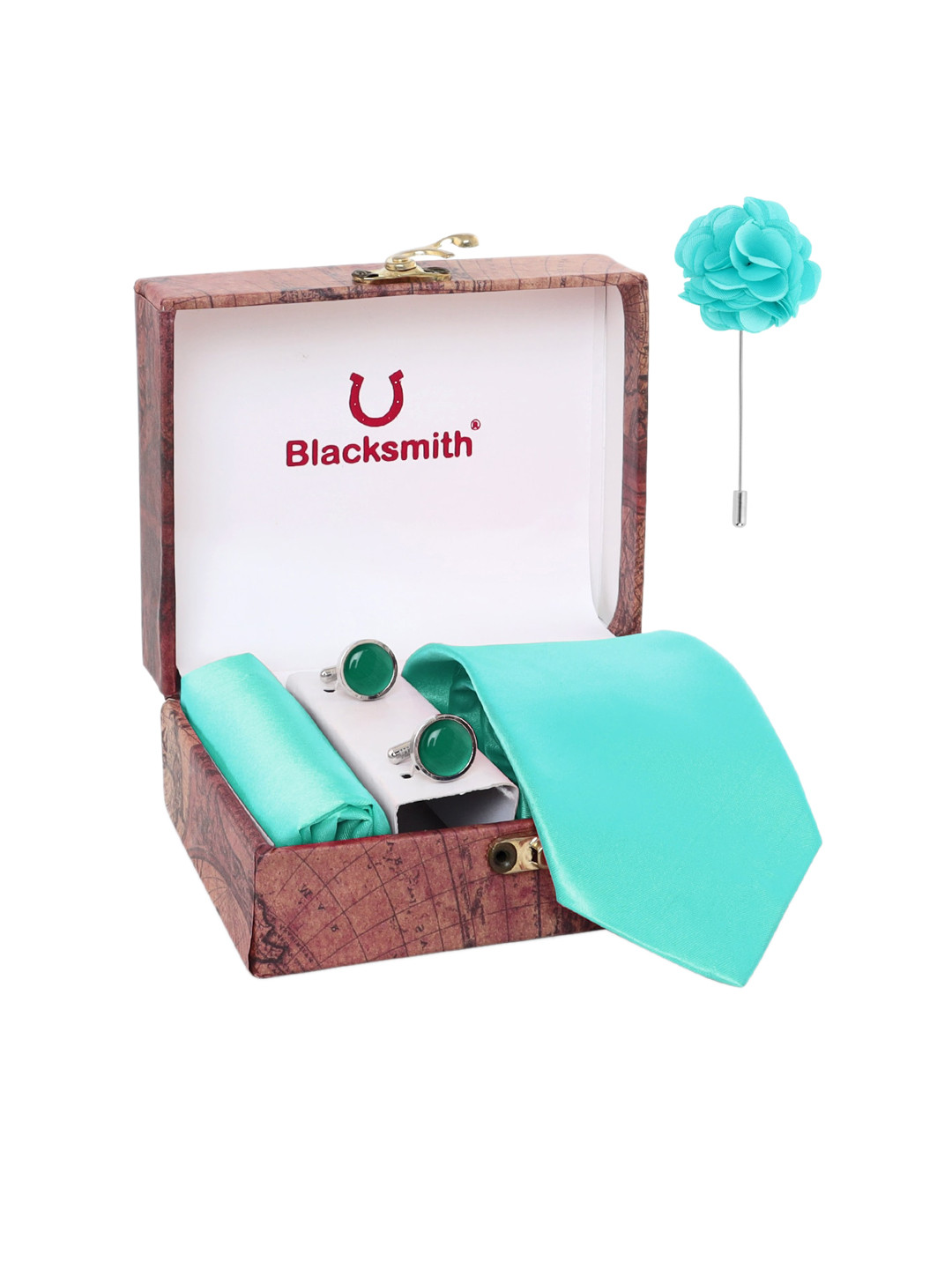 

Blacksmith Men Green Solid Accessory Gift Set