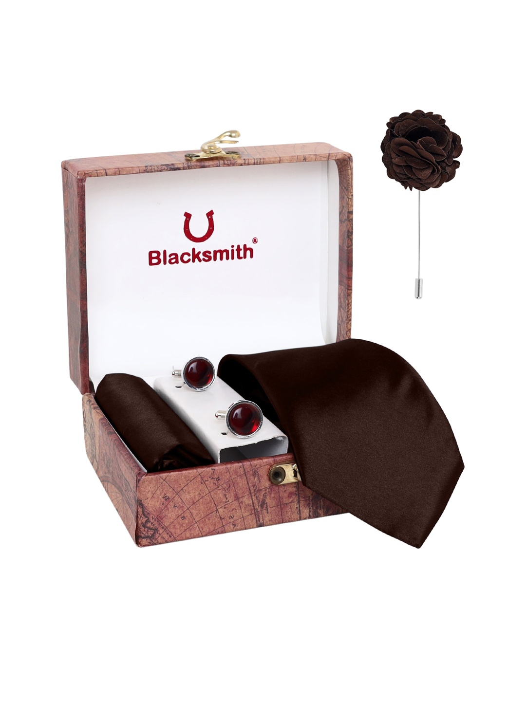 

Blacksmith Men Brown Solid Accessory Gift Set