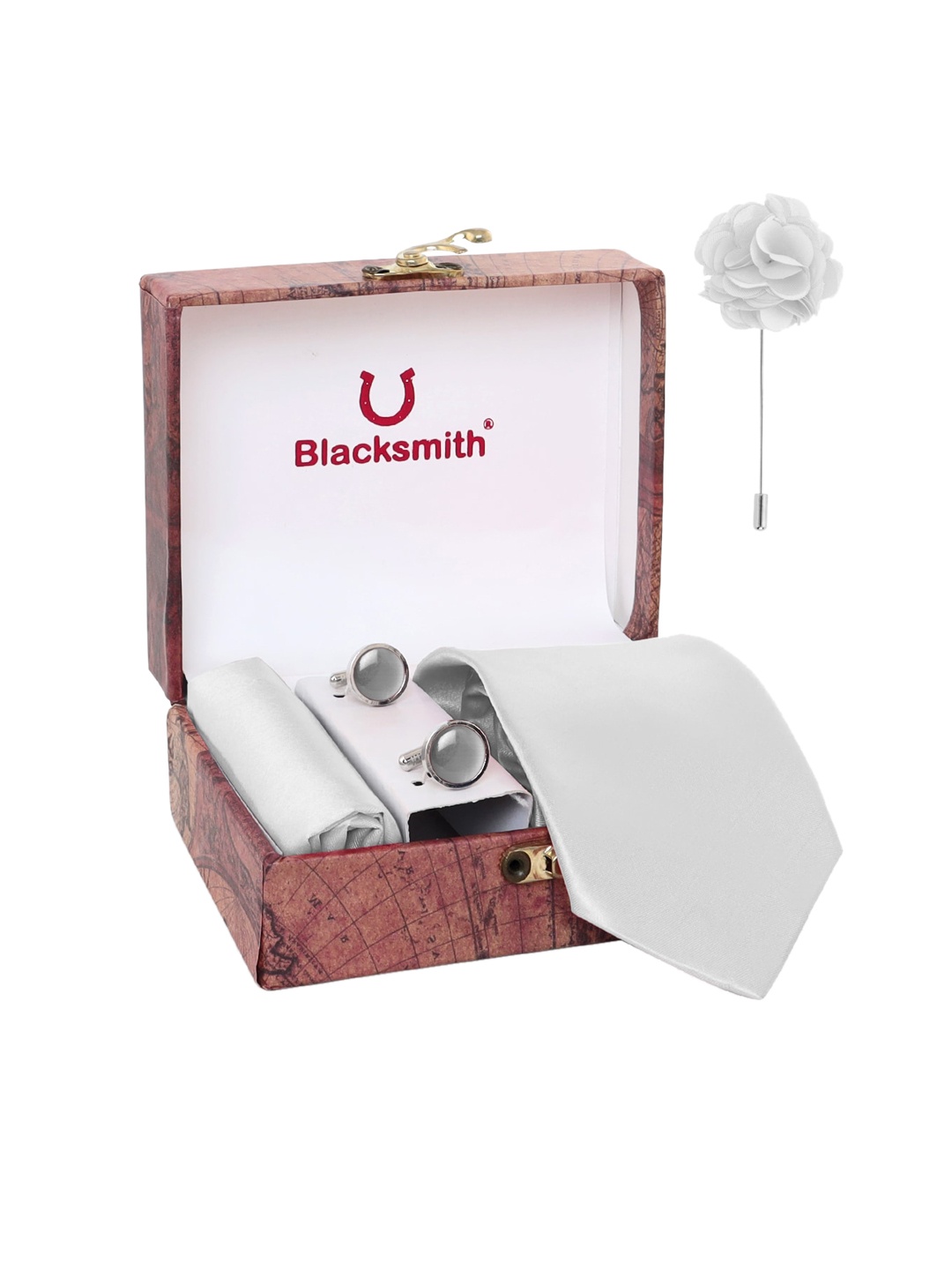 

Blacksmith Men Silver Solid Accessory Gift Set