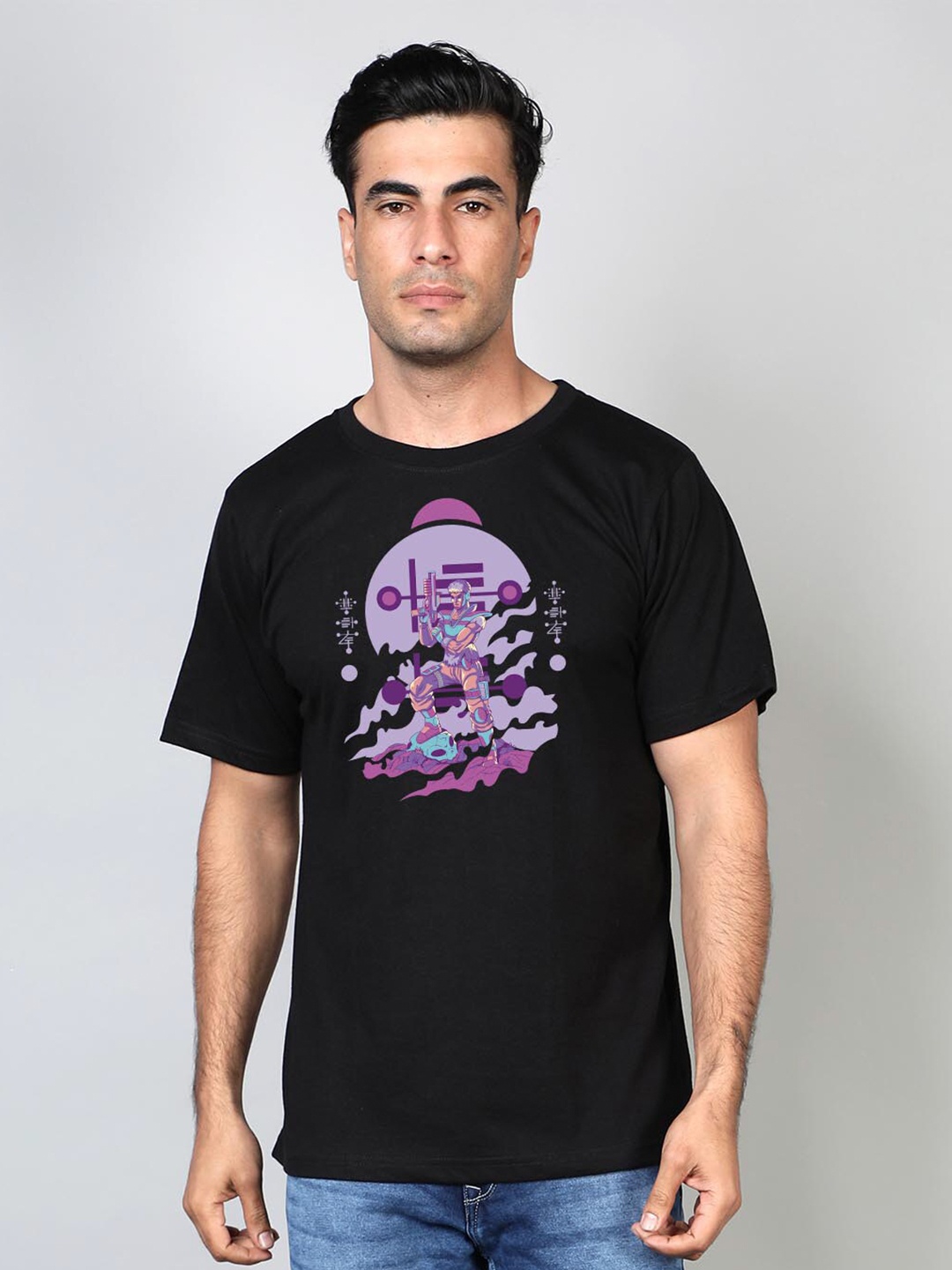 

FFLIRTYGO Men Black Printed Cotton T-shirt