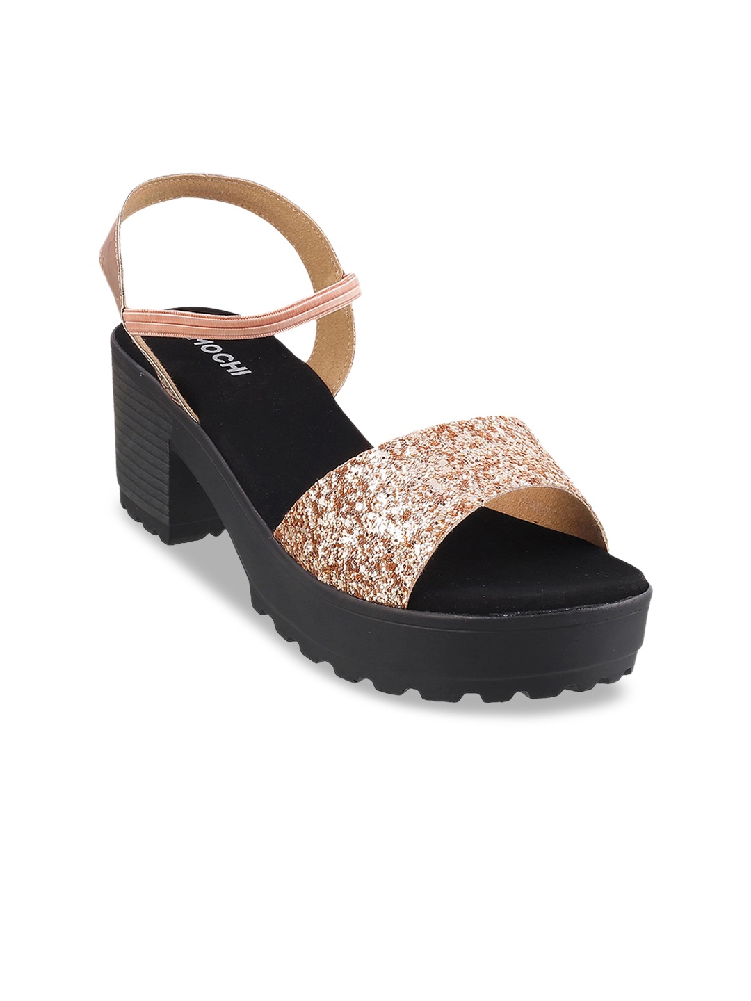 

Mochi Tan & Black Embellished Platform Sandals