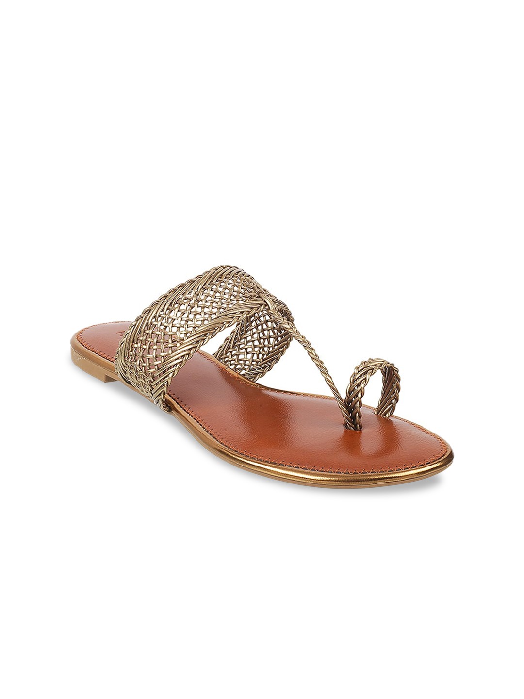 

Mochi Women Gold-Toned One Toe Flats