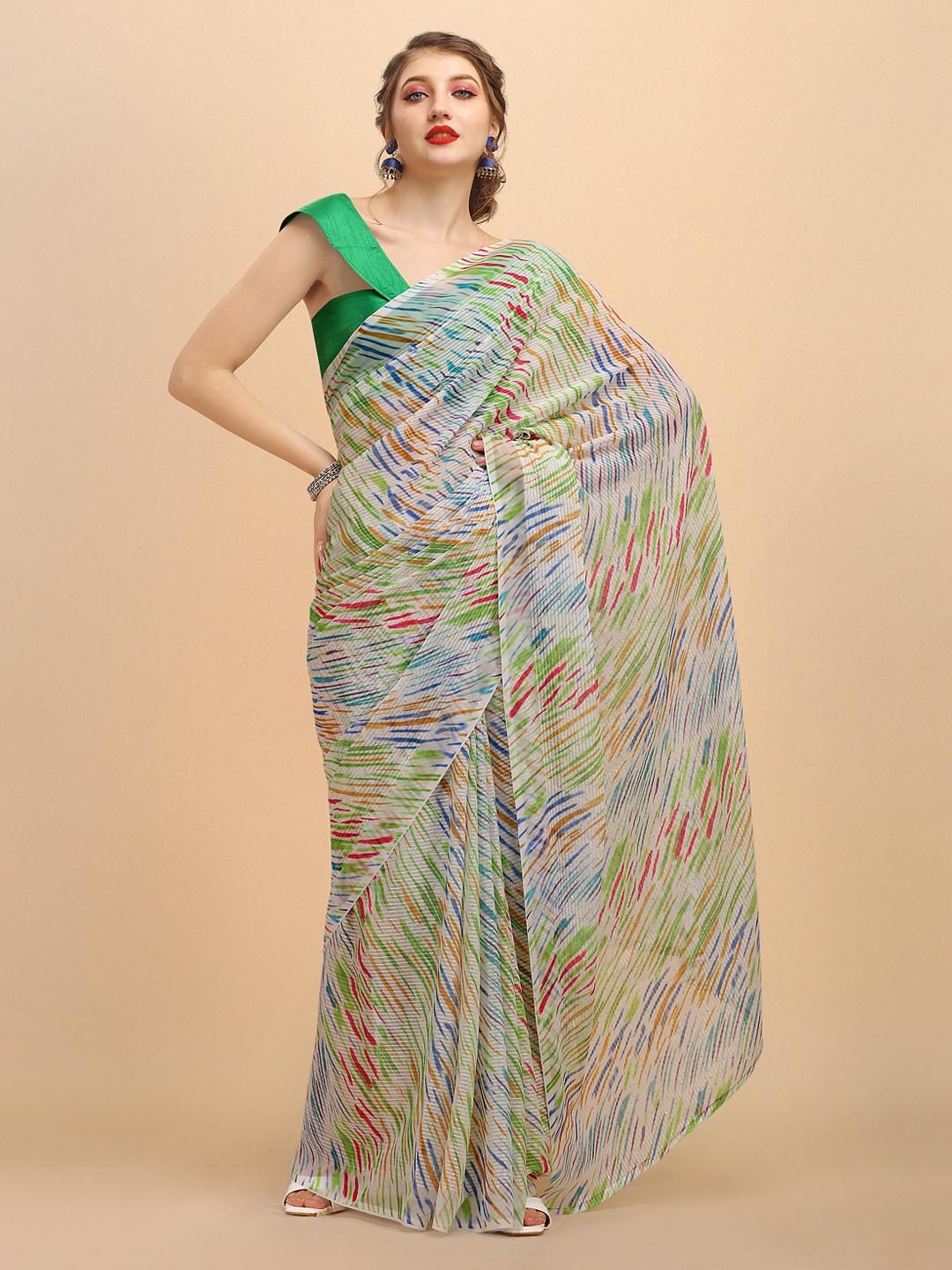 

Sangria Multicoloured Printed Pure Georgette Saree, Multi