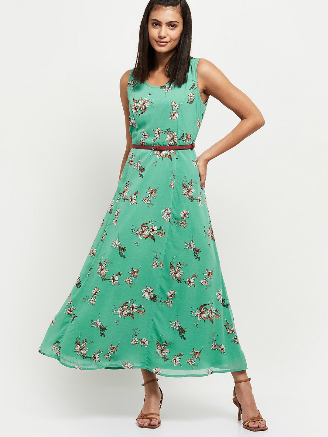 

max Green Floral Maxi Dress