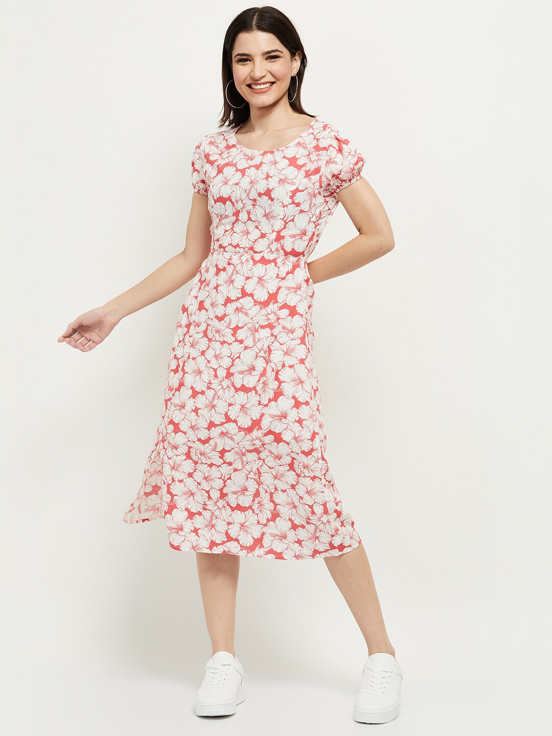 

max Women Red Floral Midi Dress