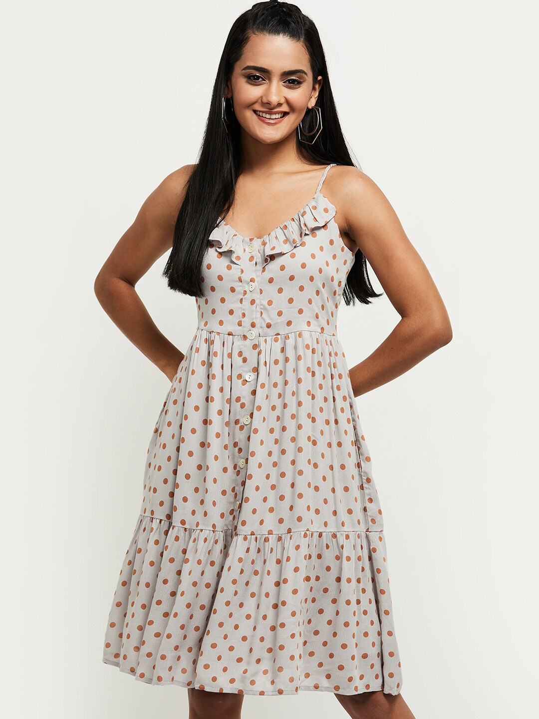

max Women Blue Polka Dot Printed Dress
