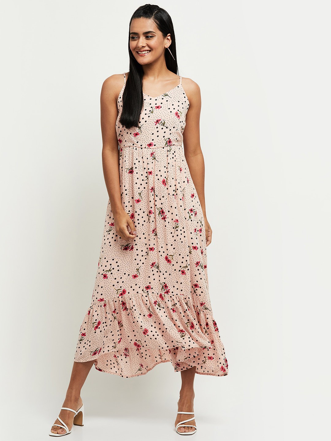 

max Women Pink Floral A-Line Midi Dress