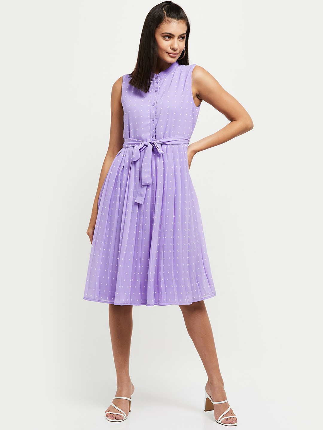 

max Women Violet Polka Dot Printed Dress
