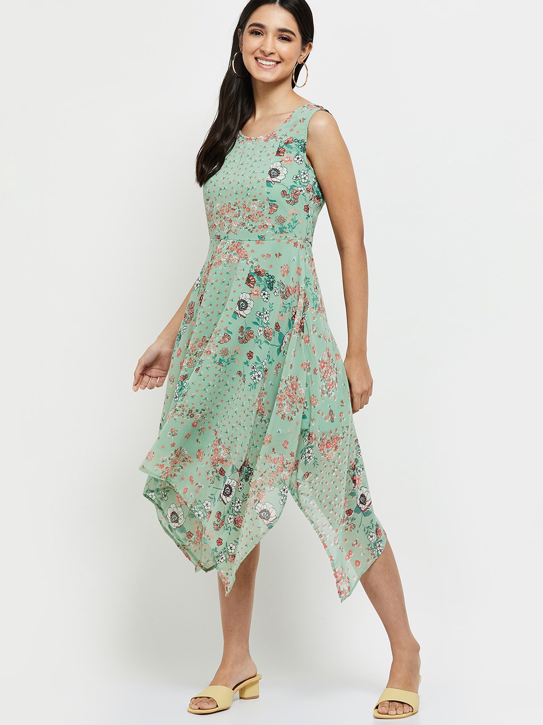 

max Women Green Floral Midi Dress