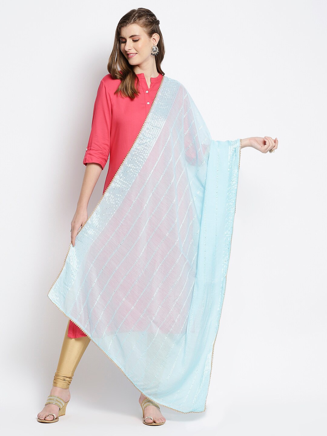 

Dupatta Bazaar Blue Embroidered Dupatta with Sequinned