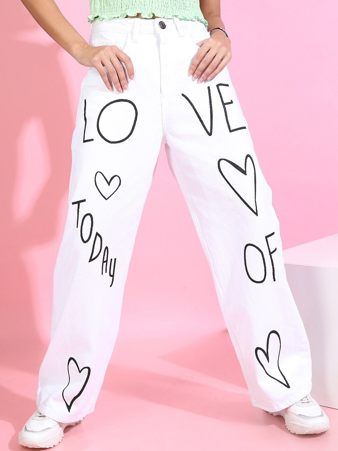 

Tokyo Talkies Women Classic White Flared Fit Cropped Jeans