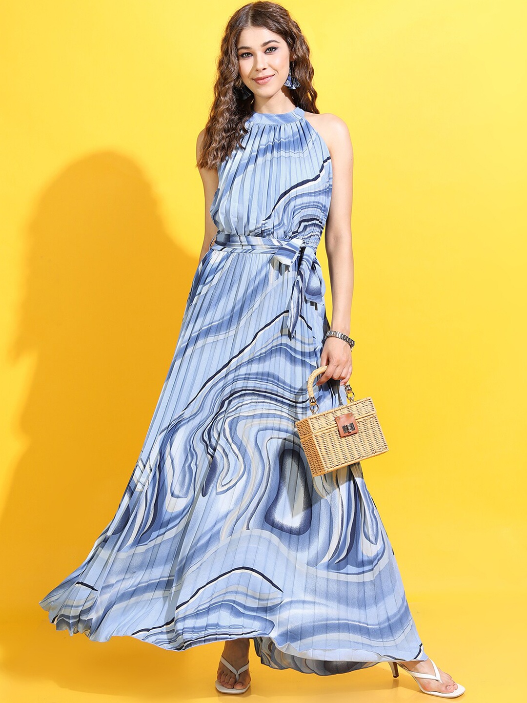 

Tokyo Talkies Women Blue Striped Dress