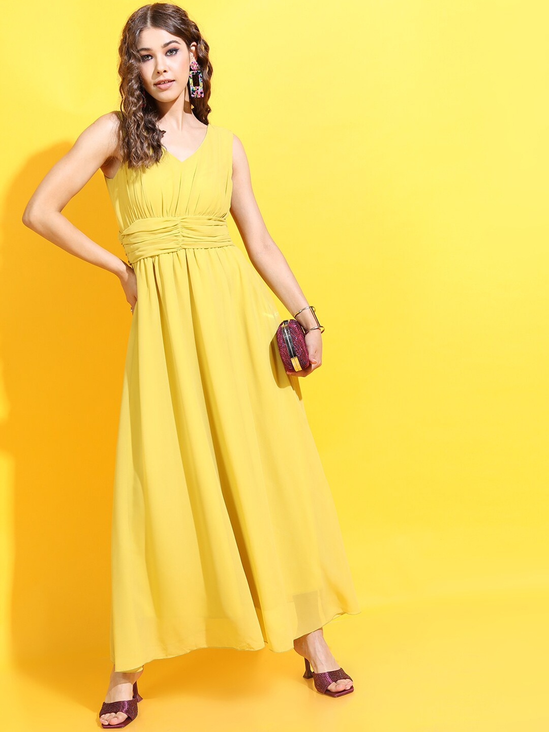 

Tokyo Talkies Women Bright Yellow Solid Dress