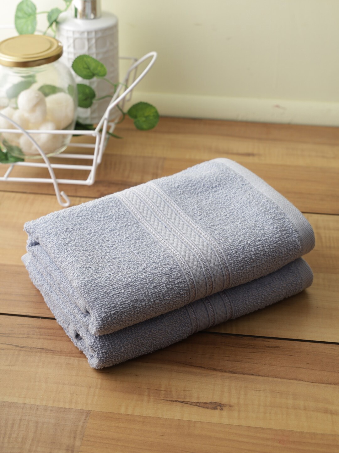 

Softweave Unisex Set of 2 Blue Solid 400 GSM Cotton Hand Towels
