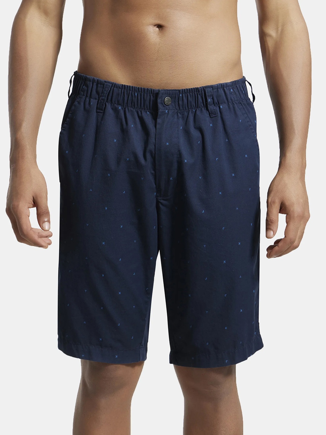 

Jockey Combed Mercerised Cotton Woven Straight Fit Shorts with Side Pockets-1206, Navy blue