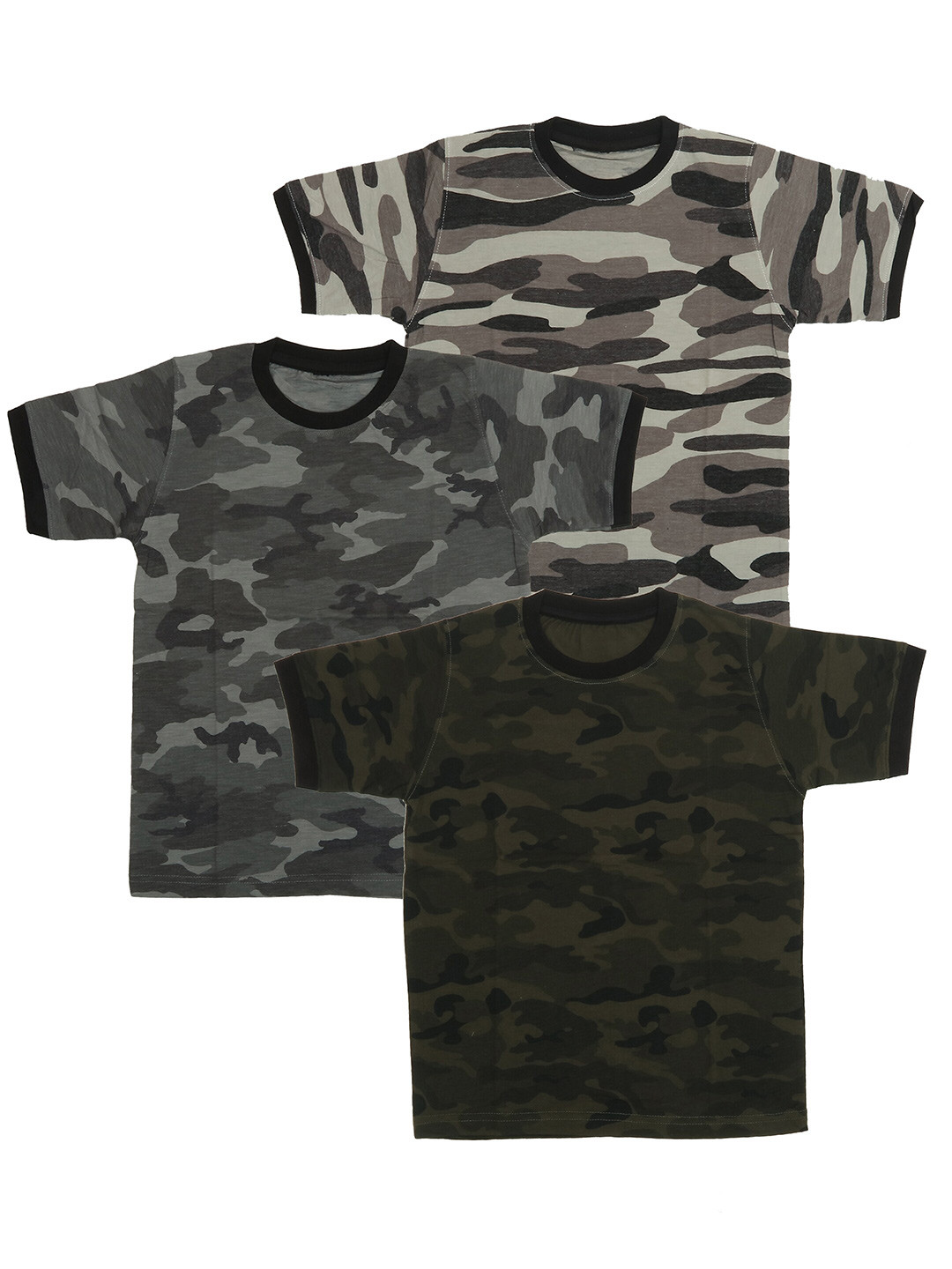 

OLIVE MIST Kids Green Cotton Camouflage 3 Printed Fusion Outdoor T-shirt