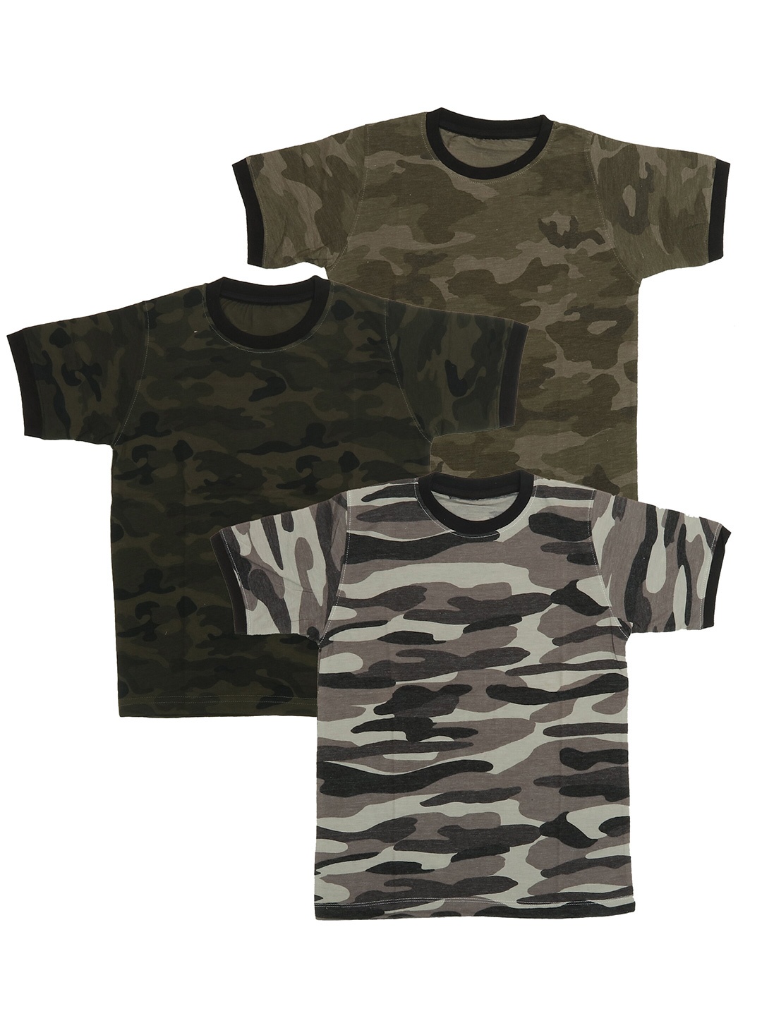 

OLIVE MIST Kids Green Cotton Camouflage 3 Printed Fusion Outdoor T-shirt