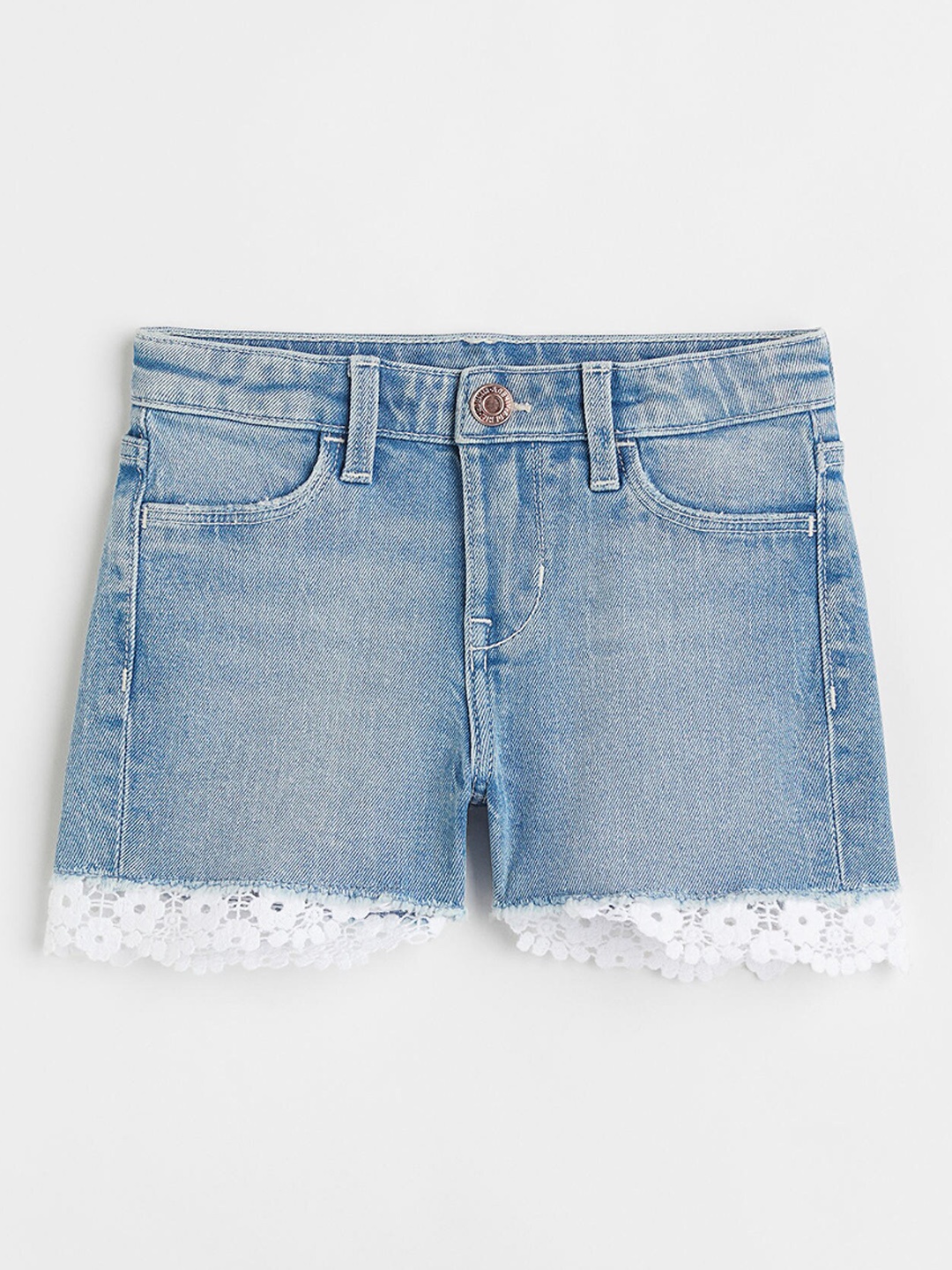 

H&M Girls Blue Lace-Trimmed Denim Shorts