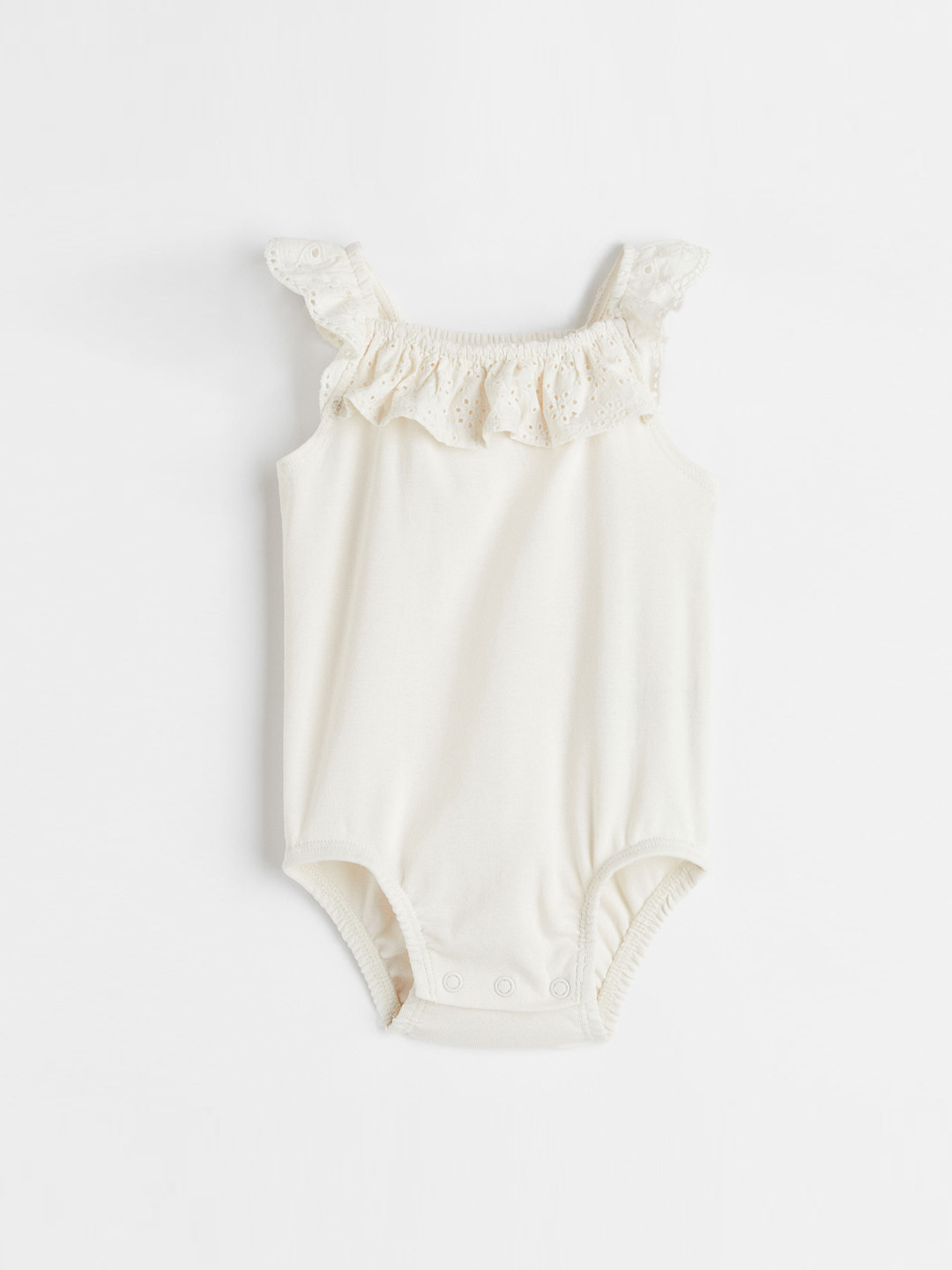 

H&M Girls White Frill-Trimmed Bodysuit