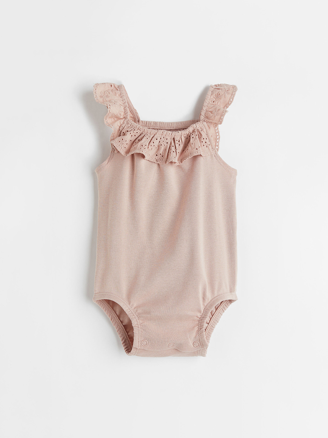 

H&M Girls Beige Frill-trimmed Bodysuit