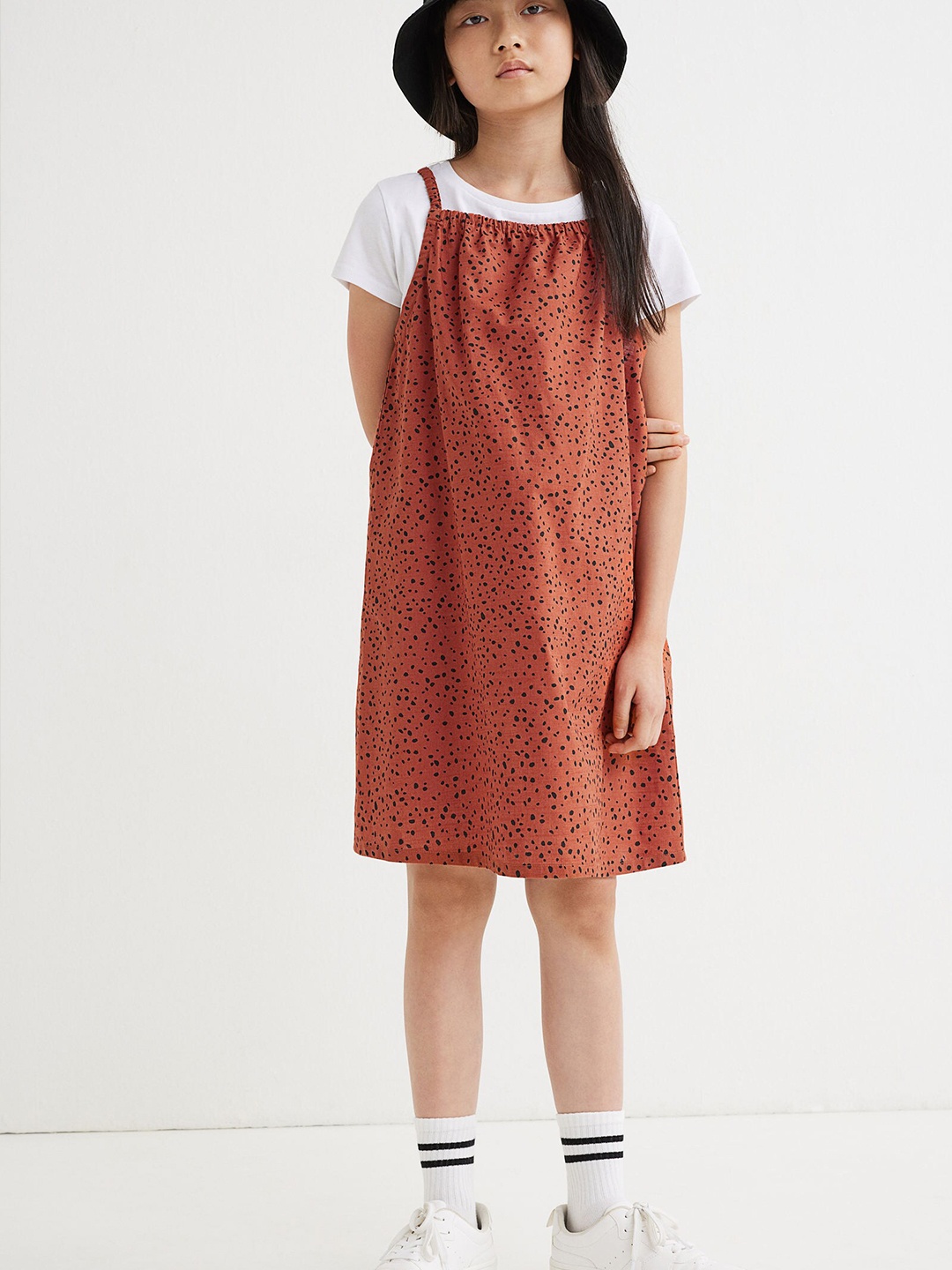 

H&M Girls Rust-Orange Printed Cotton Dress