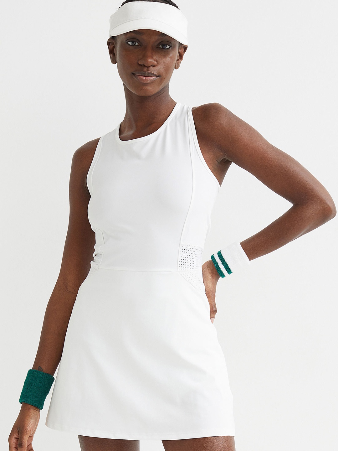 

H&M Women White Fast-Drying Tennis Dress